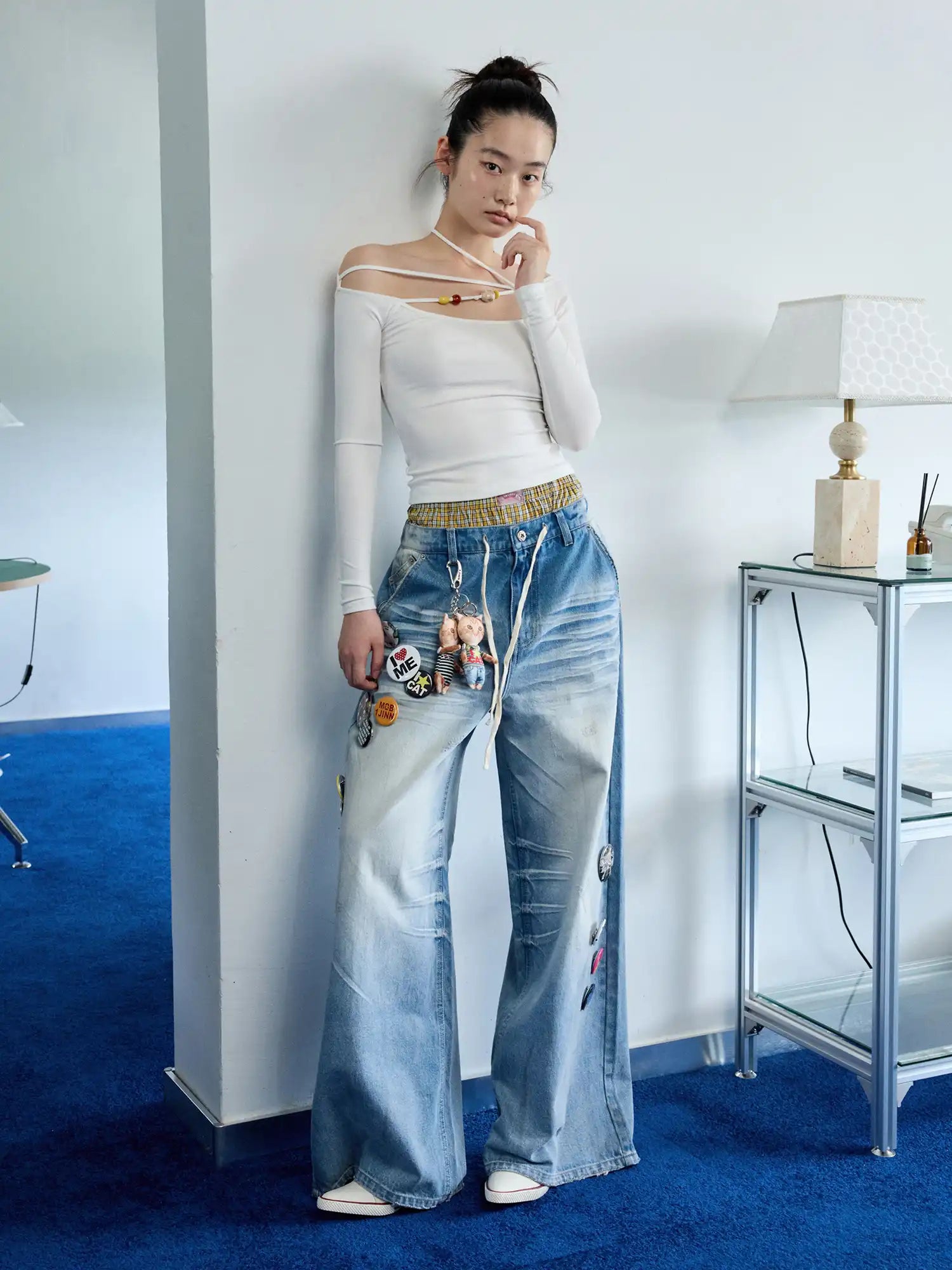 1Jinn Studio Faded Denim Wide Leg Jeans Pants | Canton Collective