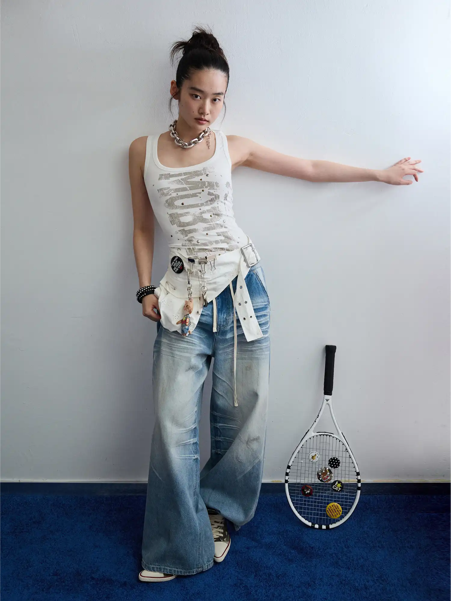 1Jinn Studio Faded Denim Wide Leg Jeans Pants | Canton Collective