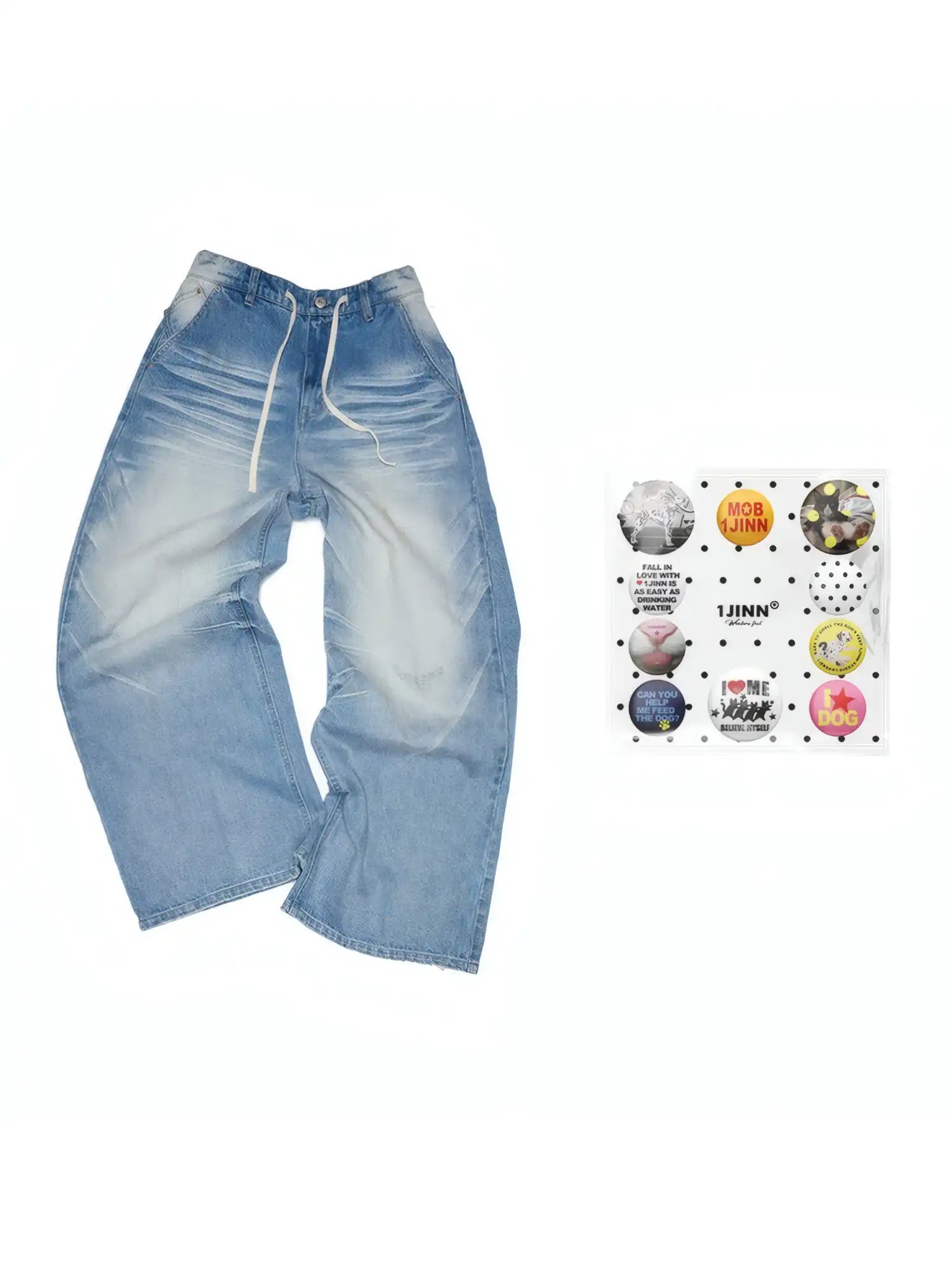 1Jinn Studio Faded Denim Wide Leg Jeans Pants | Canton Collective