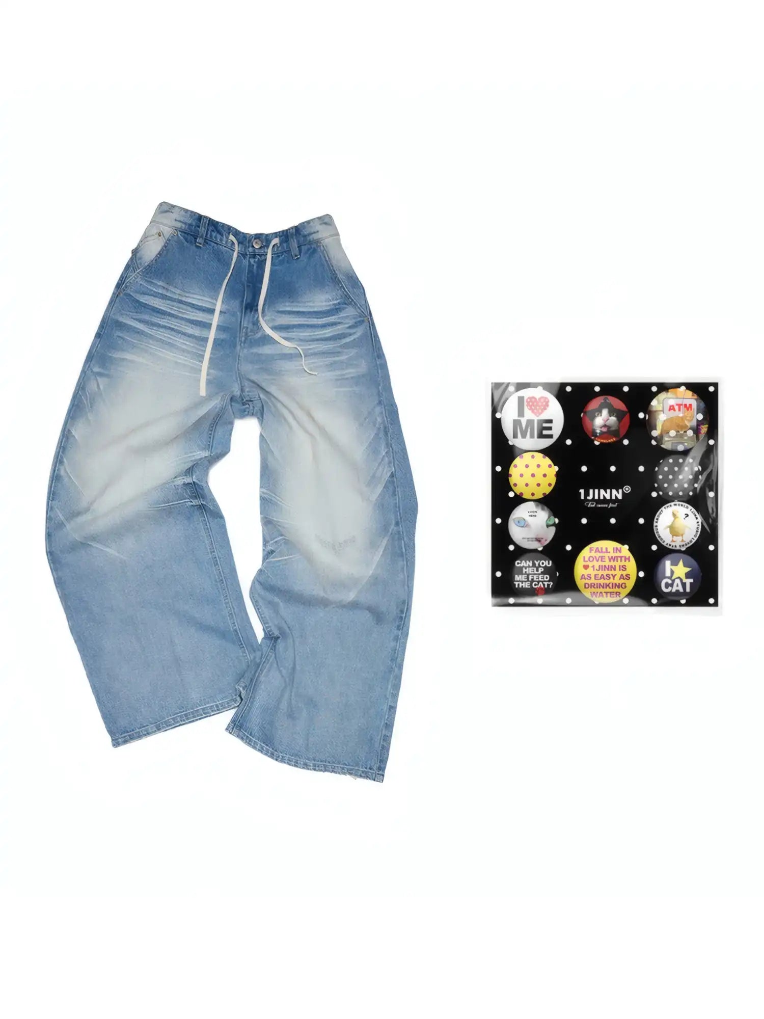 1Jinn Studio Faded Denim Wide Leg Jeans Pants | Canton Collective