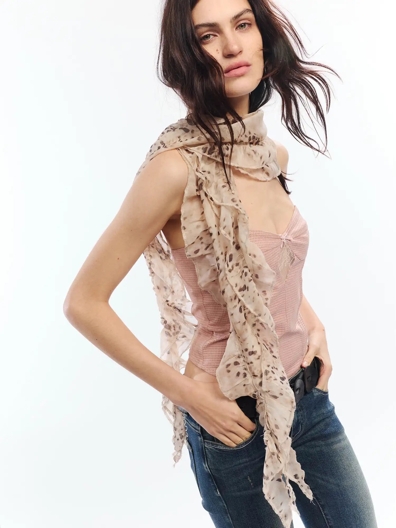 2th Desire Faded Leopard Sheer Chiffon Scarf | Canton Collective
