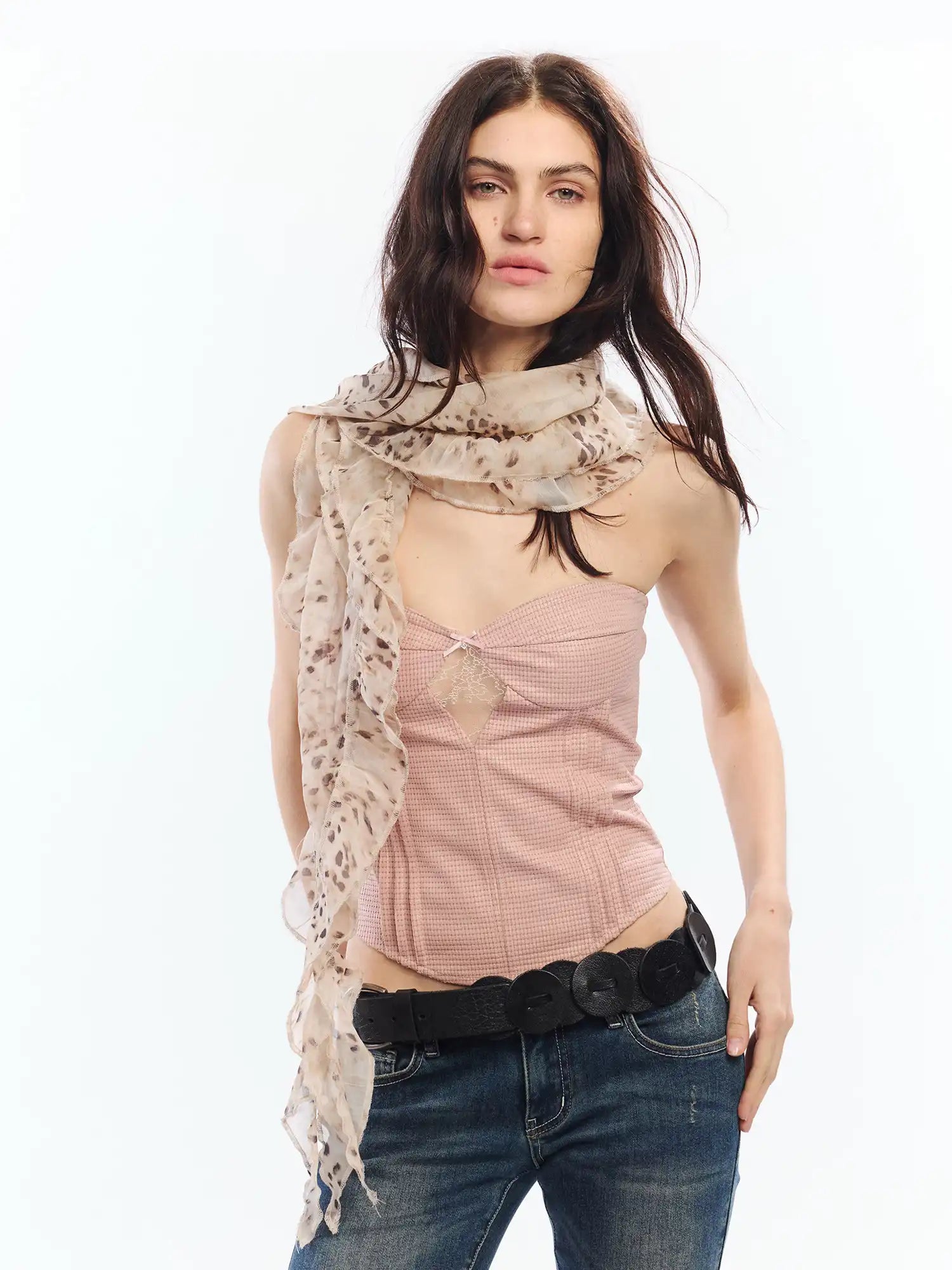 2th Desire Faded Leopard Sheer Chiffon Scarf | Canton Collective