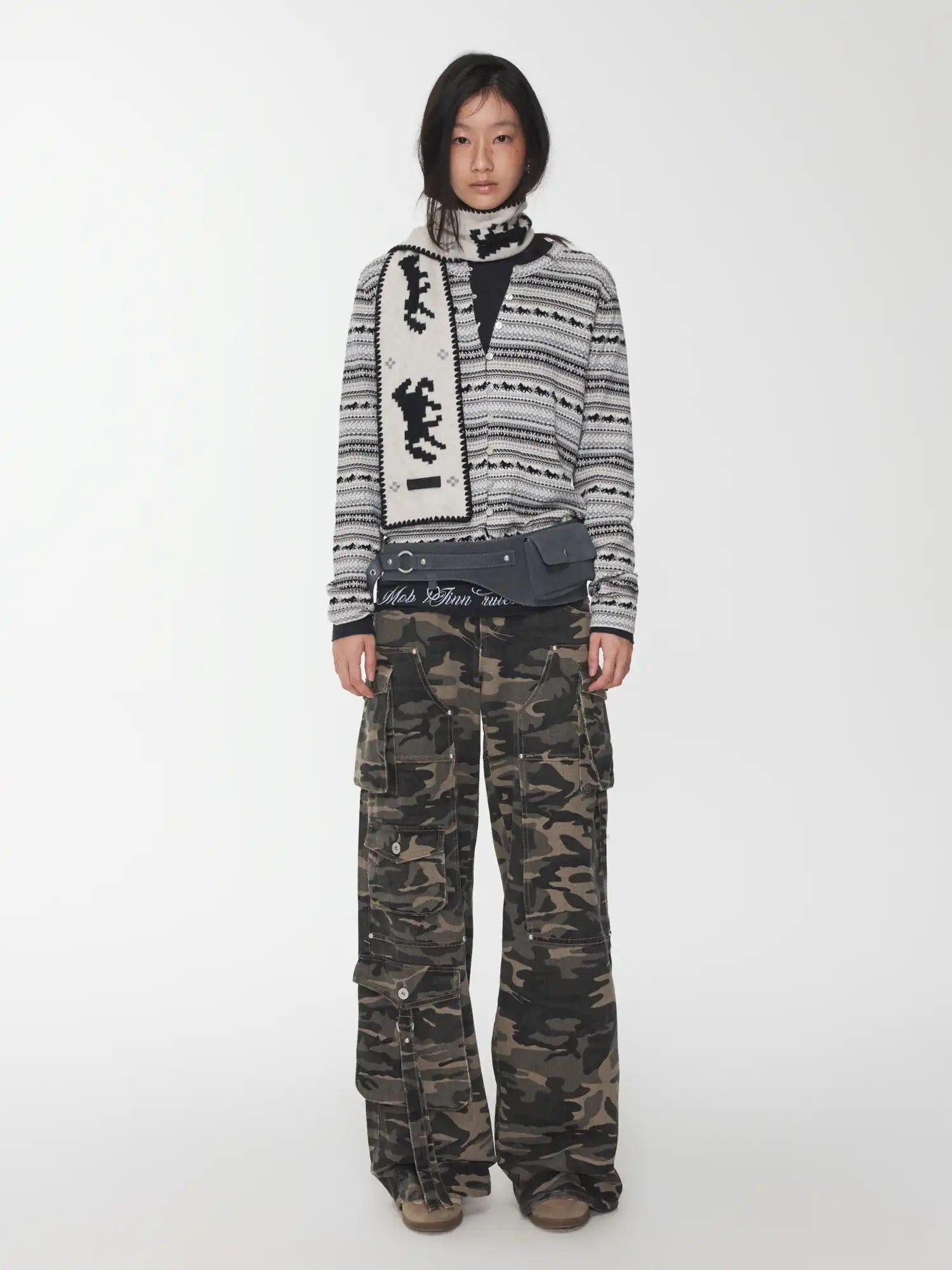 Fair Isle Drawstring Bud Cardigan