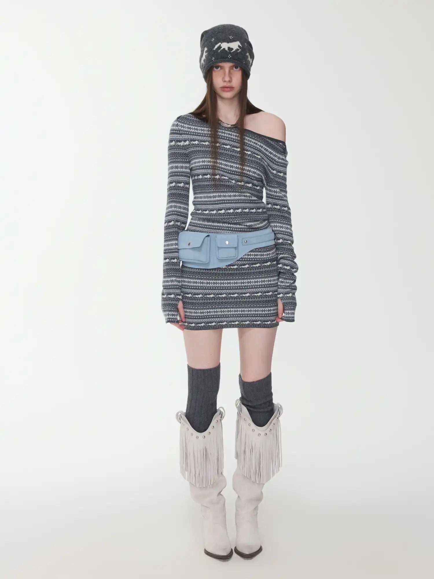 1Jinn Studio Fair Isle Off-Shoulder Dress | Canton Collective