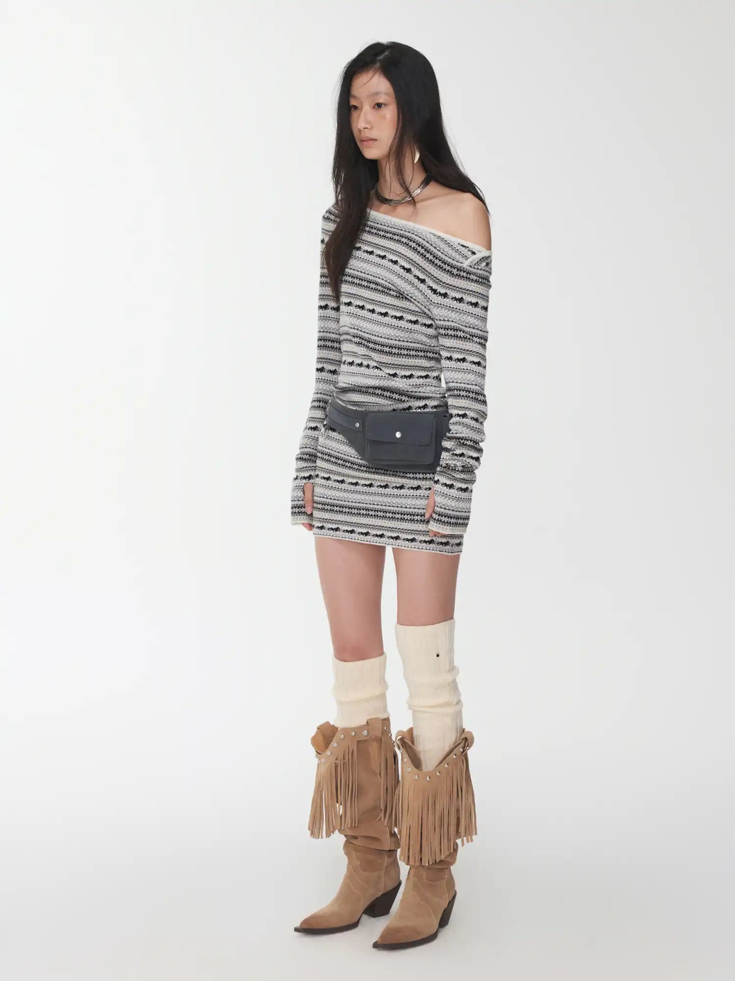 1Jinn Studio Fair Isle Off-Shoulder Dress | Canton Collective