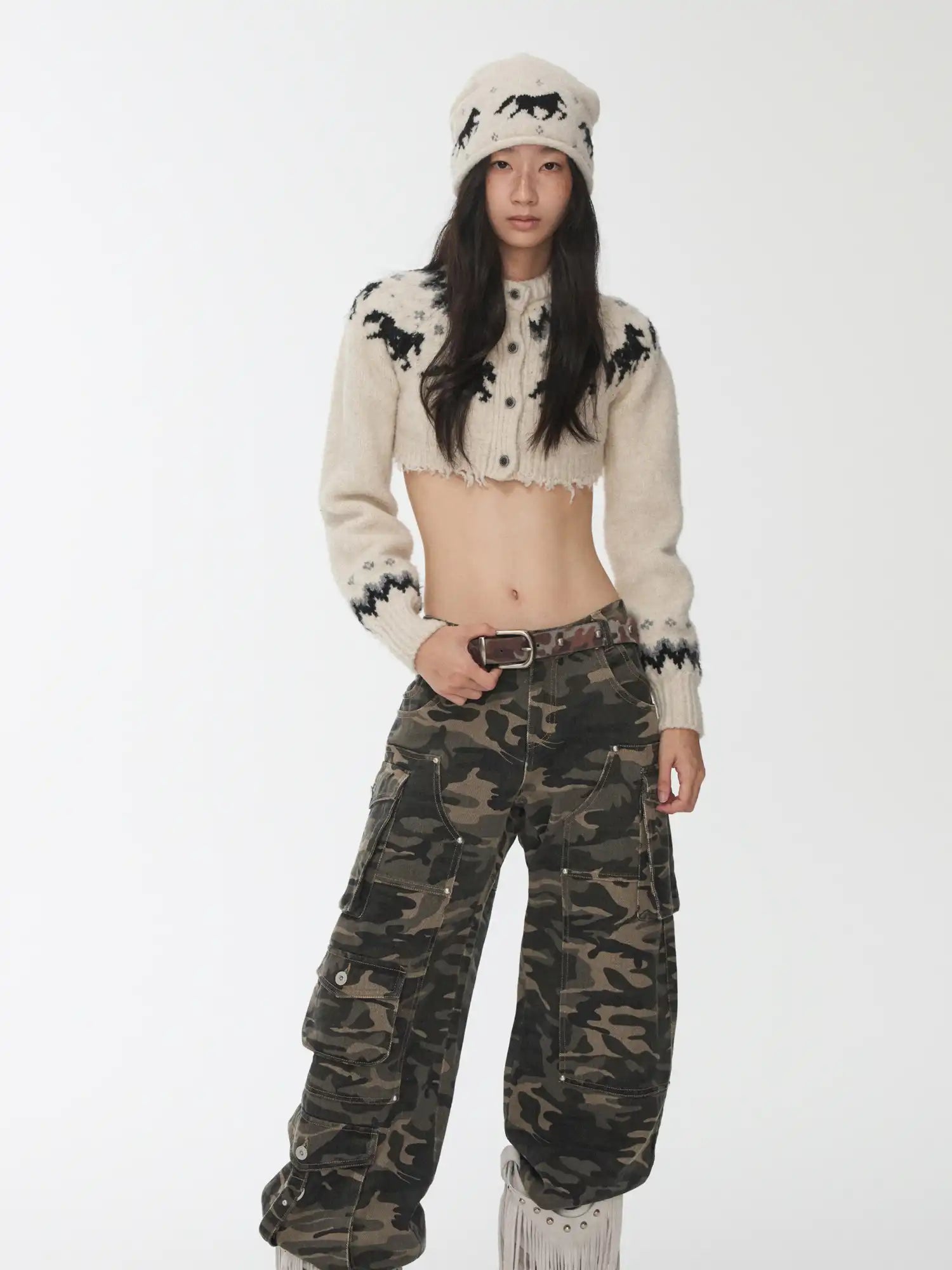 1Jinn Studio Fair Isle Pony Short Cardigan | Canton Collective