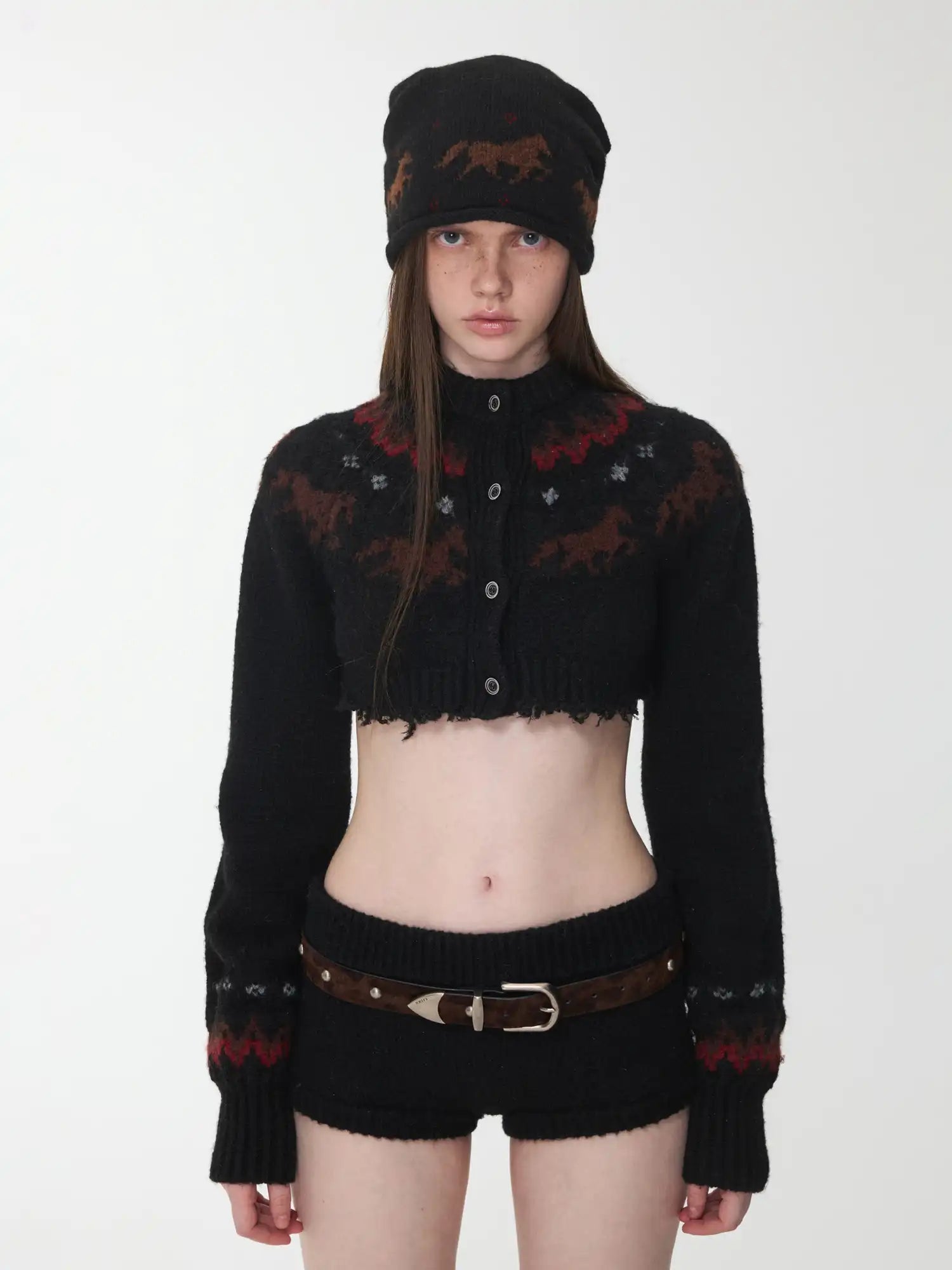 1Jinn Studio Fair Isle Pony Short Cardigan | Canton Collective