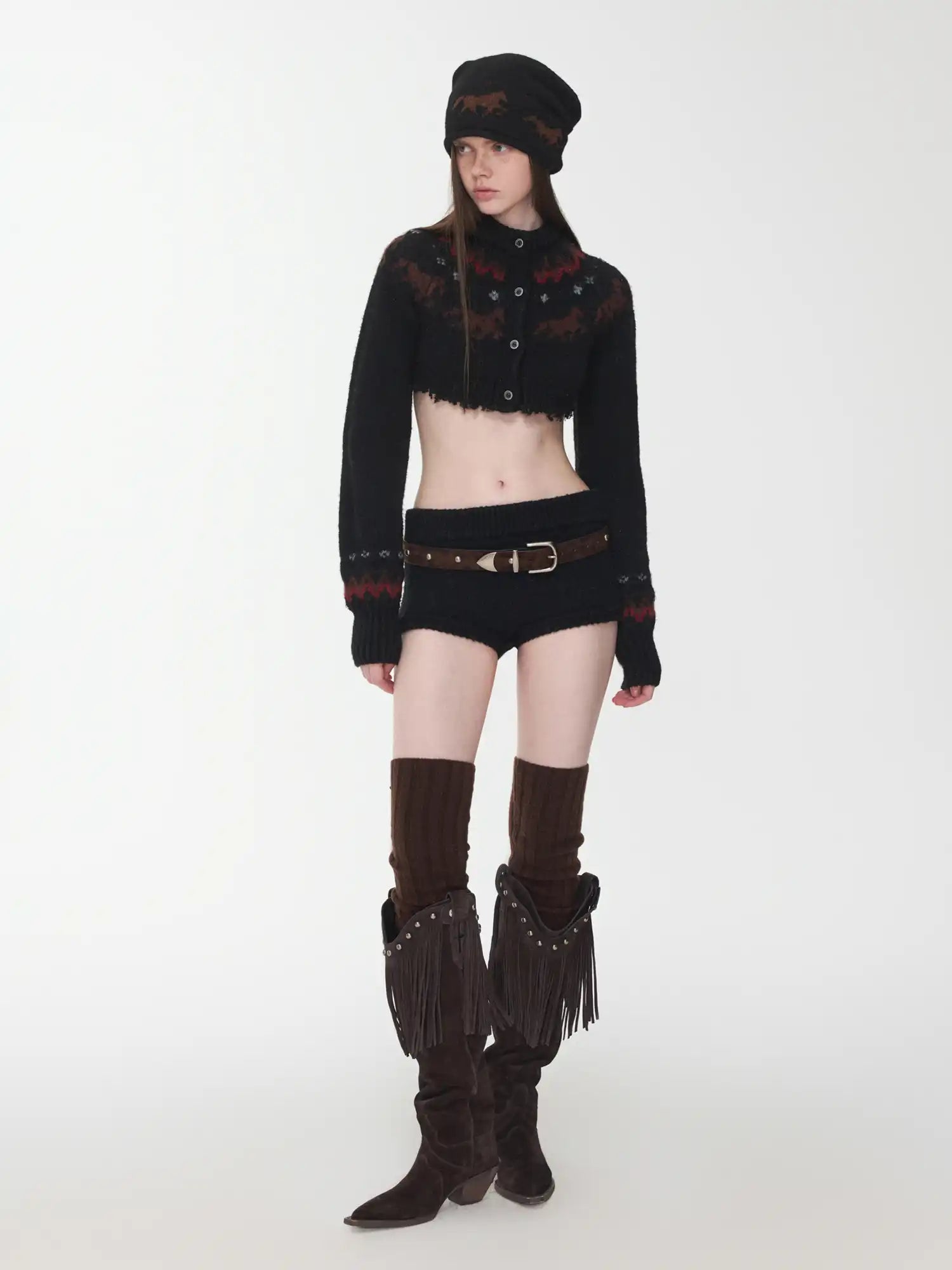 1Jinn Studio Fair Isle Pony Short Cardigan | Canton Collective