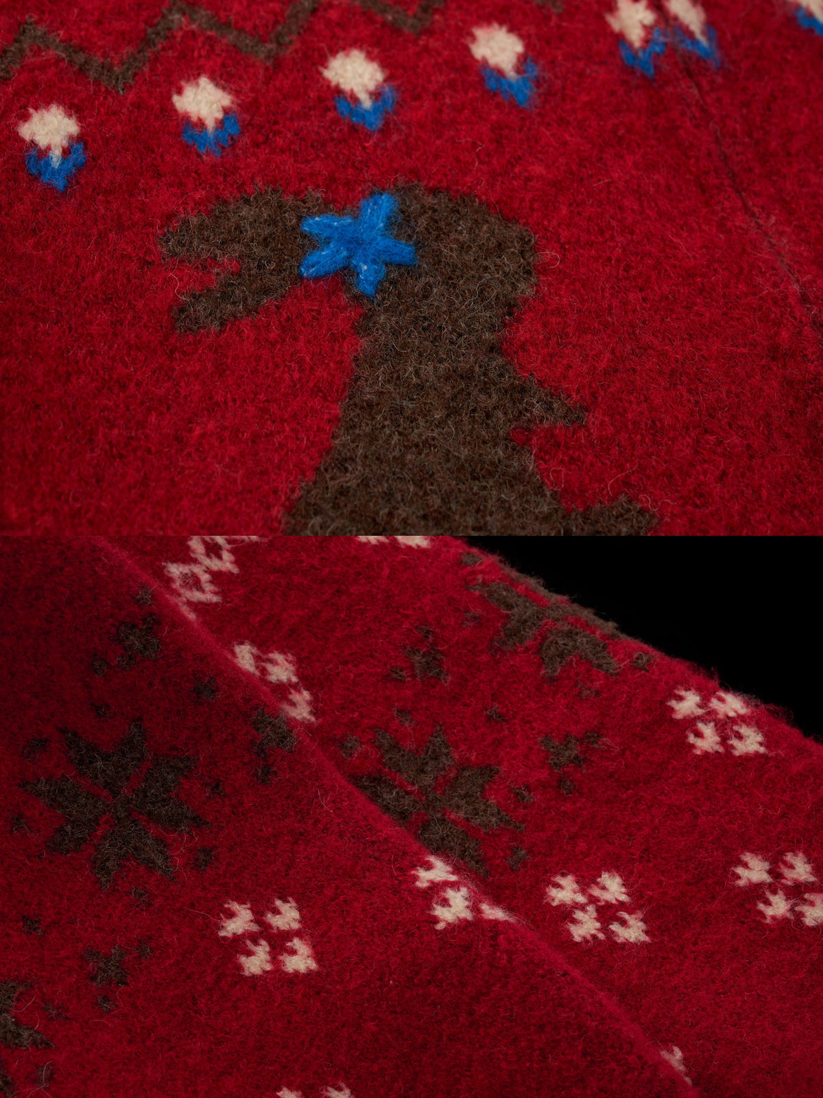 MAMC Fair Isle Rabbit Intarsia Zip Cropped Cardigan | Canton Collective