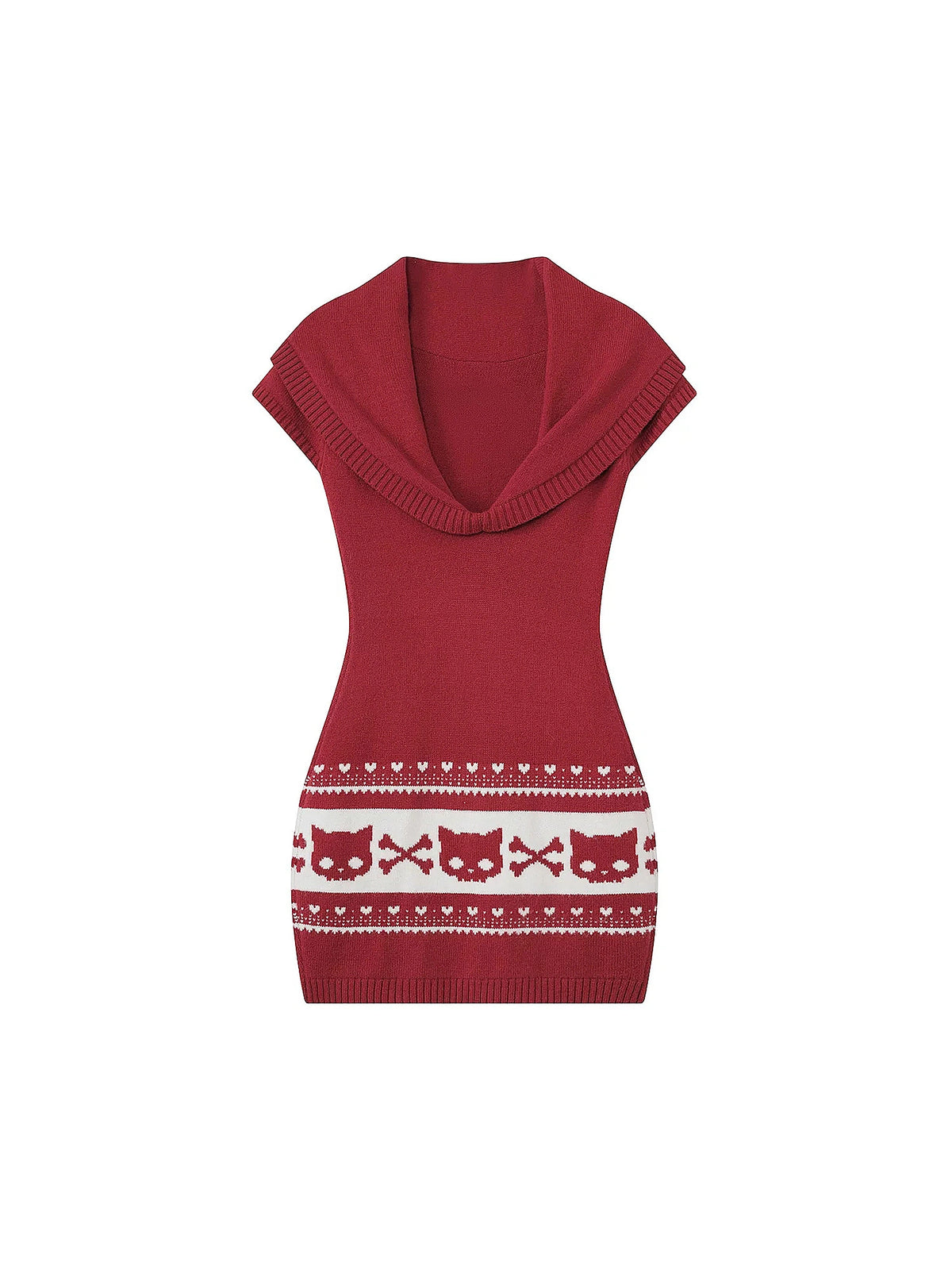 Deleteex Fair Isle Skull-Cat Jacquard Knit Mini Dress | Canton Collective