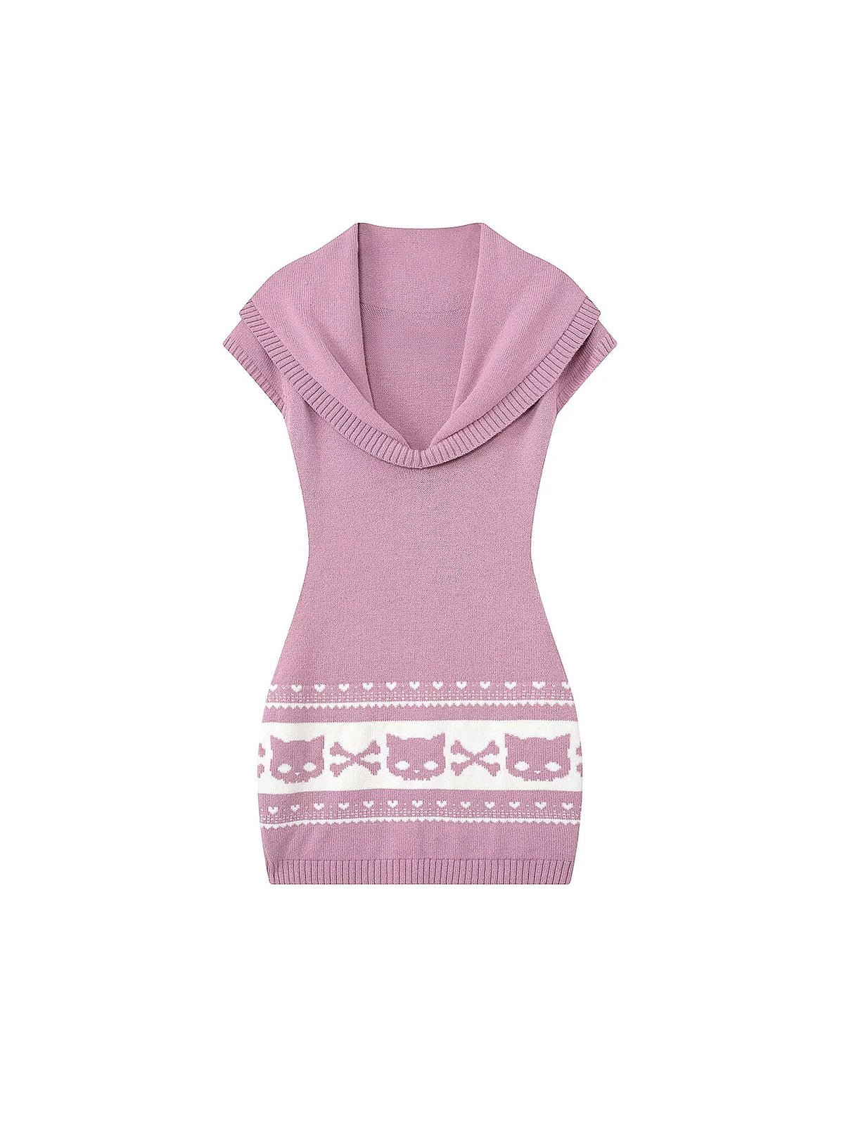 Deleteex Fair Isle Skull-Cat Jacquard Knit Mini Dress | Canton Collective