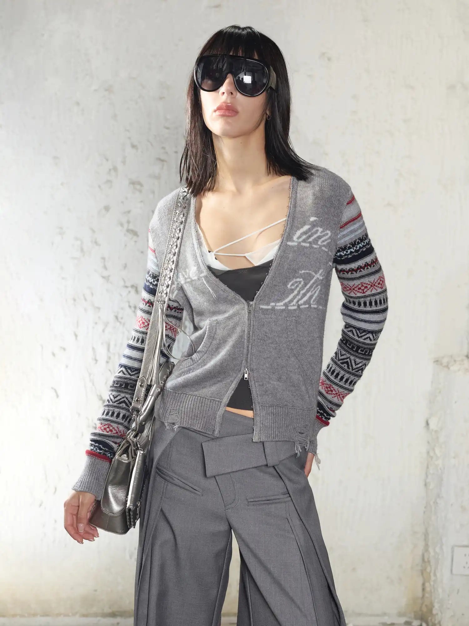 2th Desire Fair Isle Sleeve Cardigan | Canton Collective