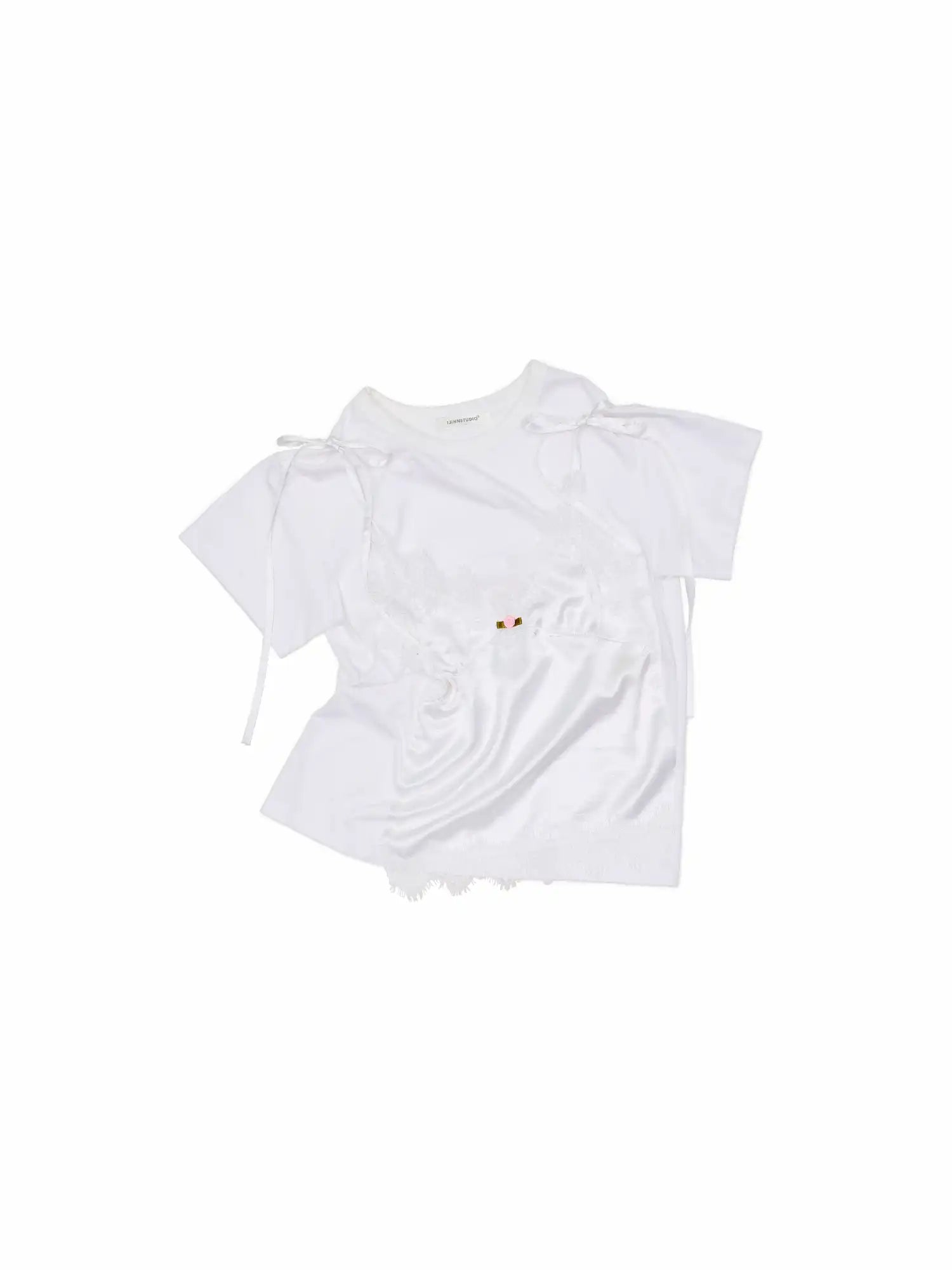 1Jinn Studio Faux-Layered Lace Cami Short Sleeve Tee | Canton Collective