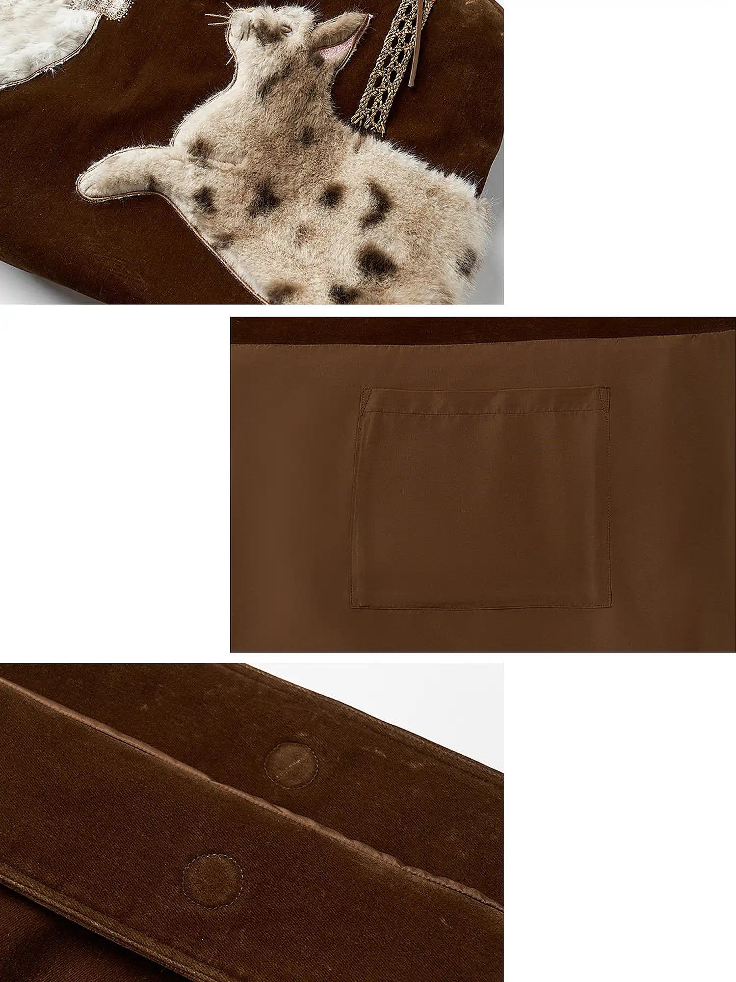 Outtheblue Faux Fur Cat Embroidered Suede Tote Bag | Canton Collective