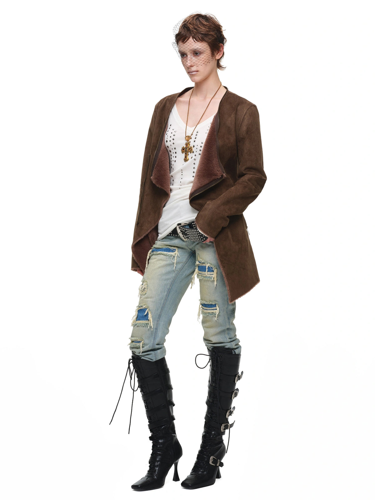 1Jinn Studio Faux Fur Suede Asymmetric Jacket | Canton Collective