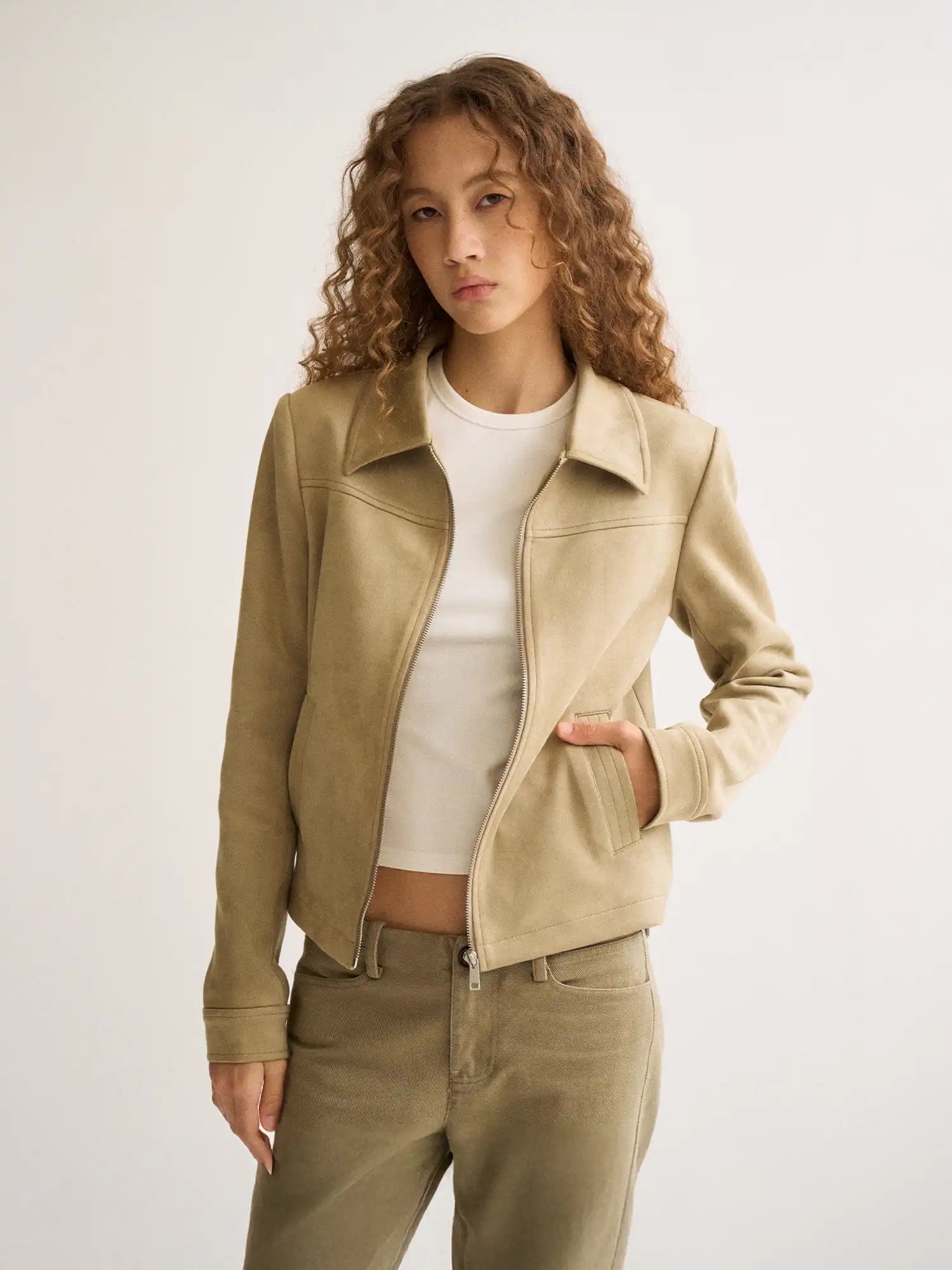 FirstFloor Faux Suede Fitted Jacket | Canton Collective