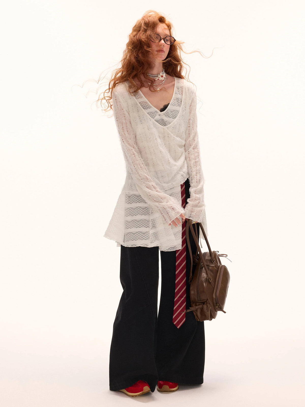 MAMC Faux Two-Piece Long Sleeve Lace Top | Canton Collective