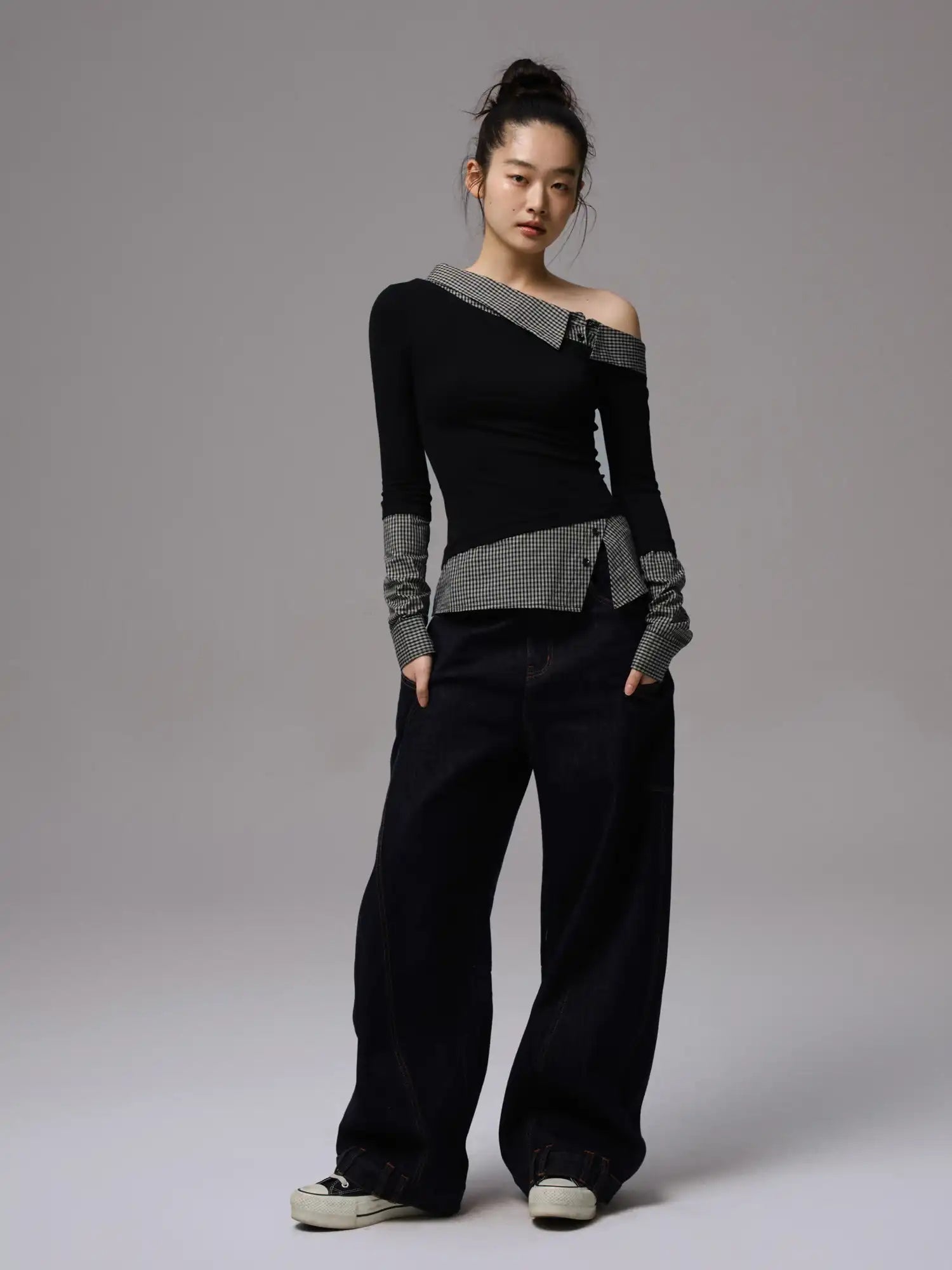 1Jinn Studio Faux Two Piece Off Shoulder Top | Canton Collective