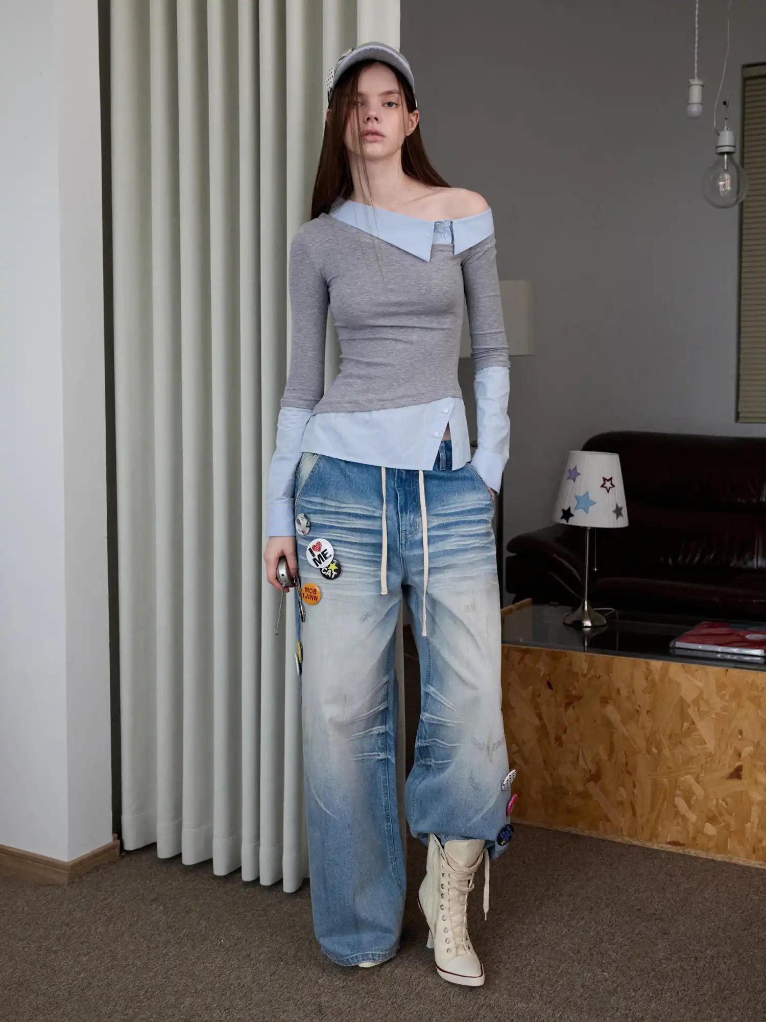 1Jinn Studio Faux Two Piece Off Shoulder Top | Canton Collective