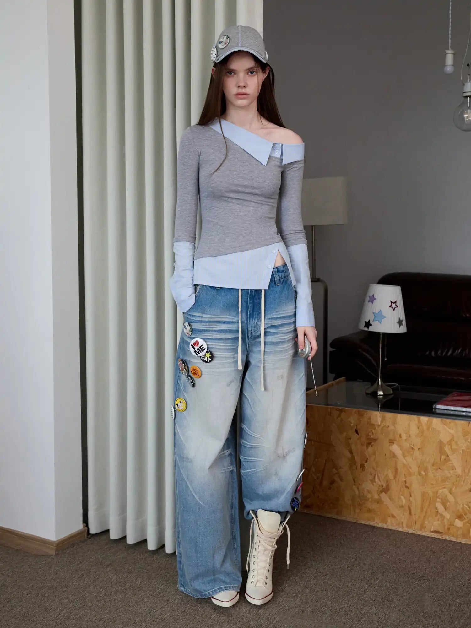 1Jinn Studio Faux Two Piece Off Shoulder Top | Canton Collective