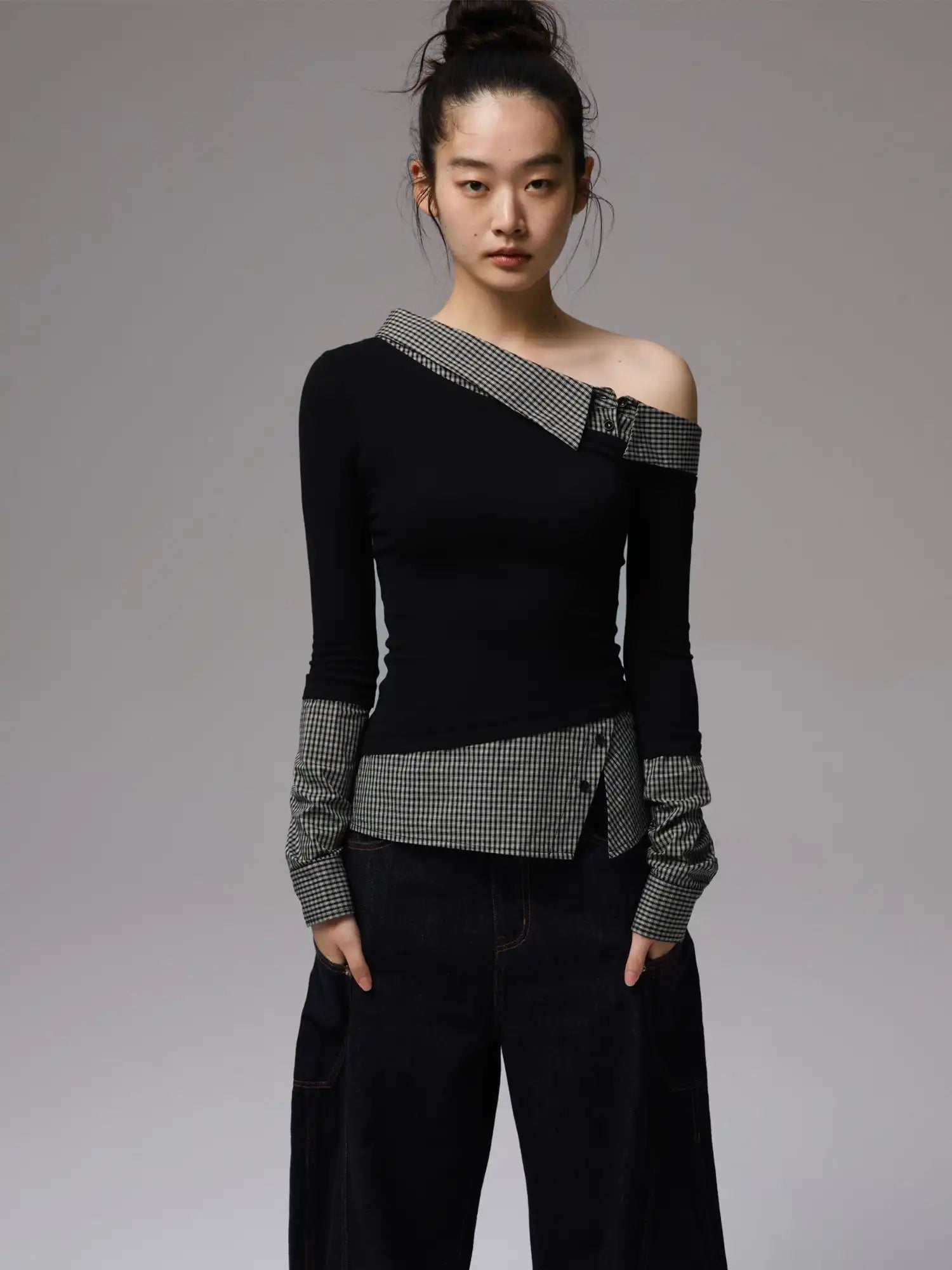 1Jinn Studio Faux Two Piece Off Shoulder Top | Canton Collective