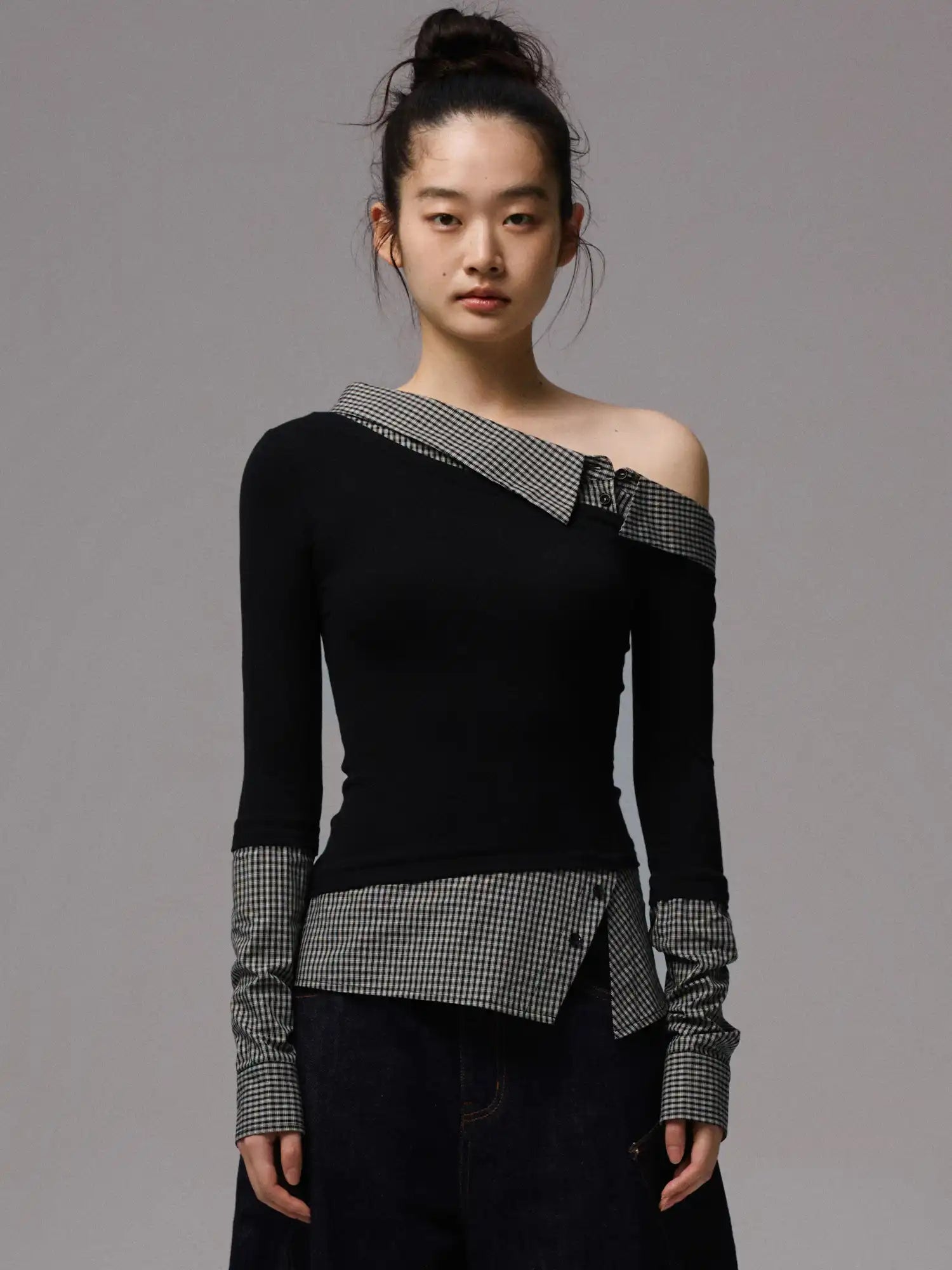 1Jinn Studio Faux Two Piece Off Shoulder Top | Canton Collective