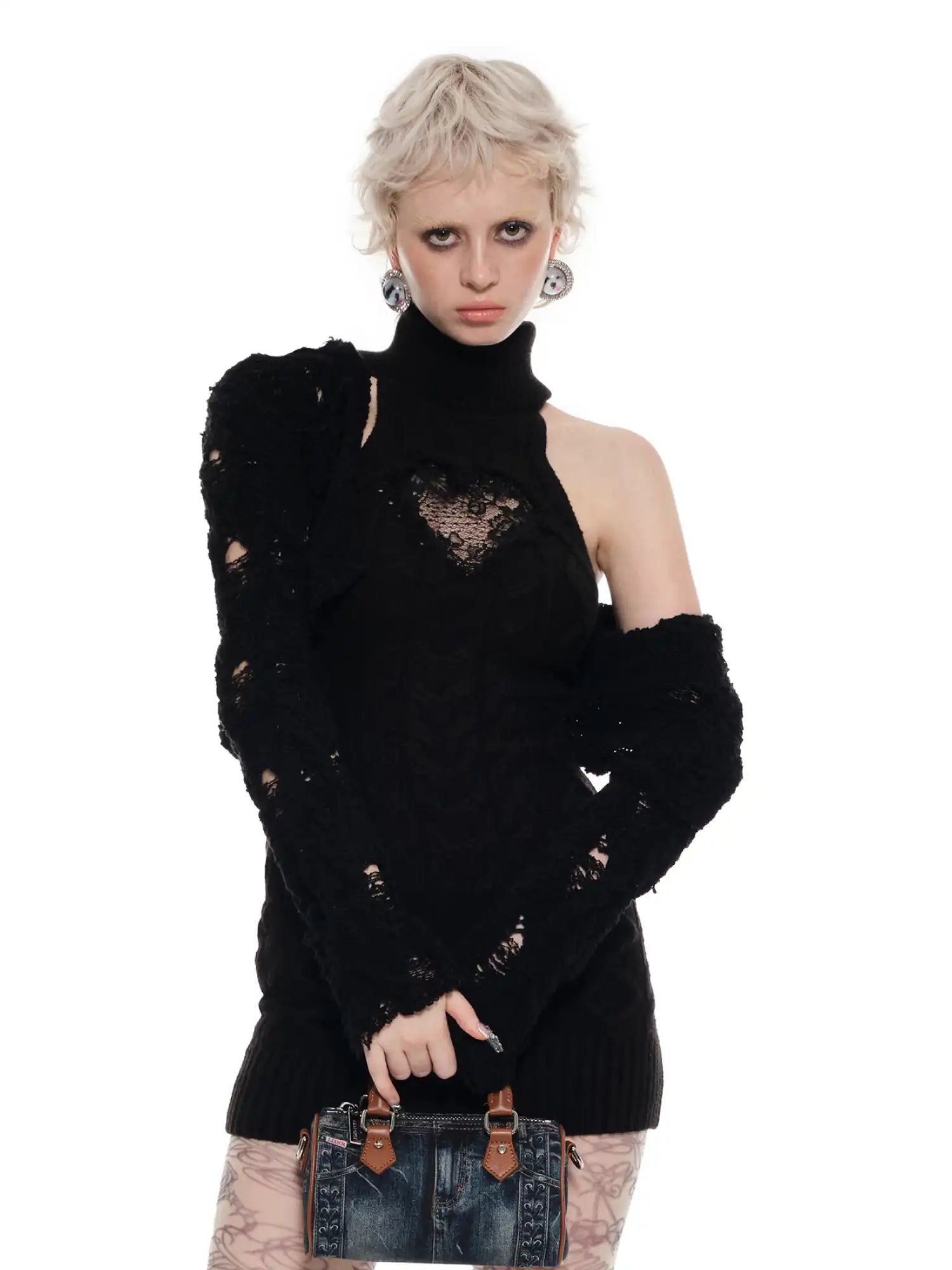 1Jinn Studio Feminine Lace and Knit High-Neck Dress | Canton Collective
