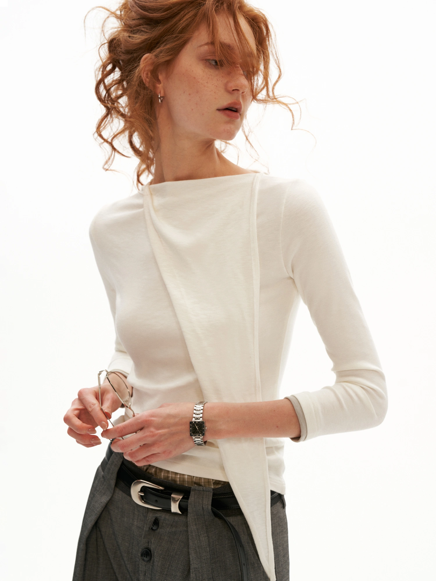 MAMC Fitted Long Sleeve Neck Scarf Top | Canton Collective