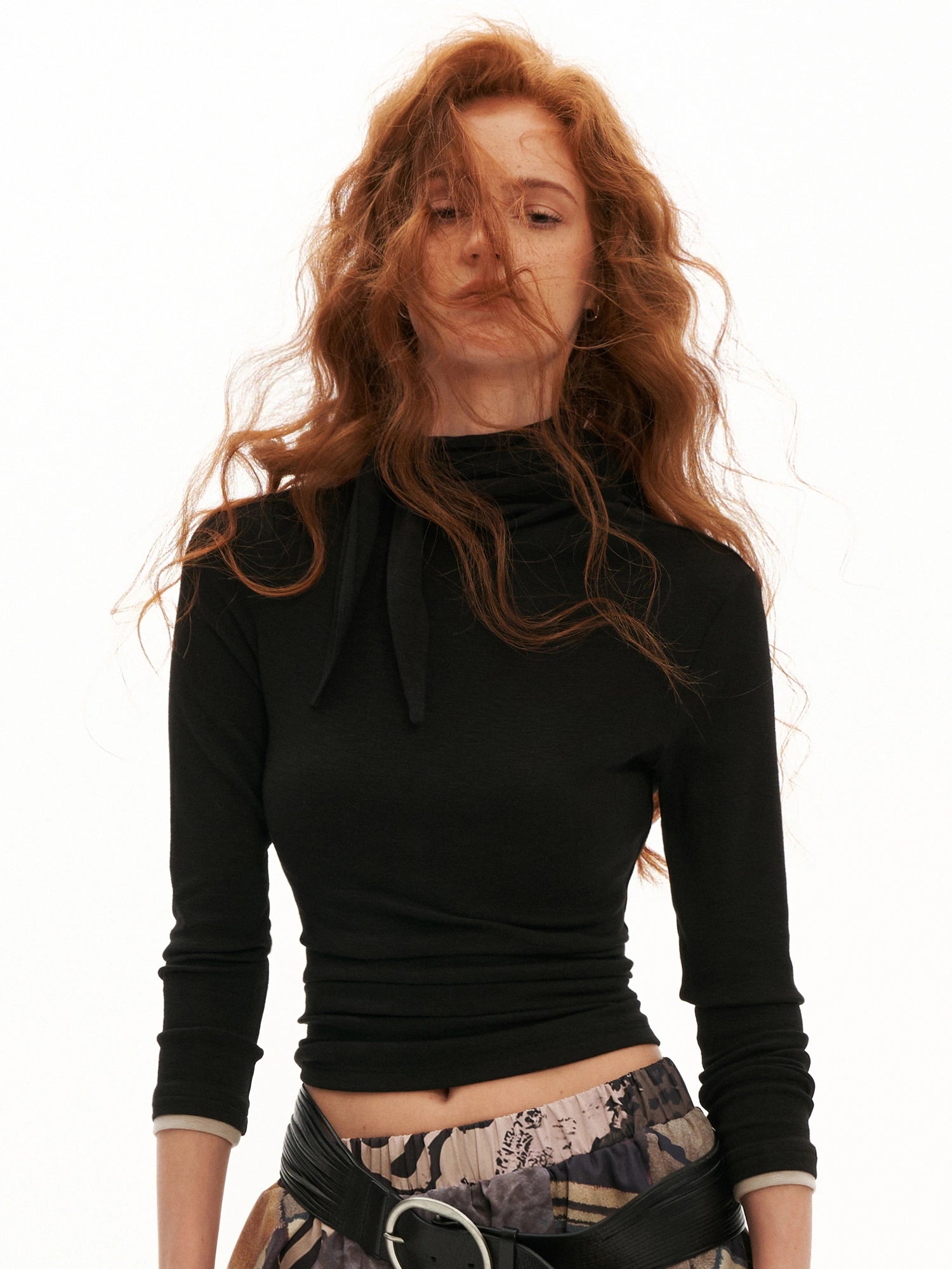 MAMC Fitted Long Sleeve Neck Scarf Top | Canton Collective