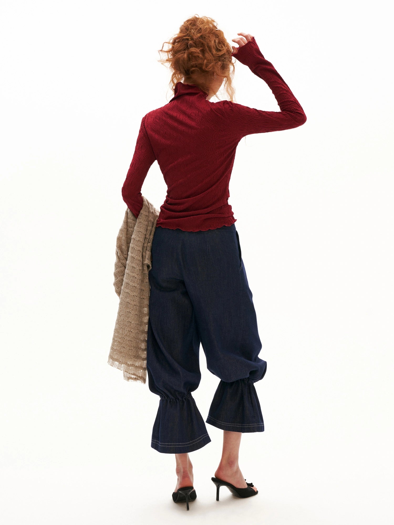 MAMC Fitted Long Sleeve Textured Turtleneck Top | Canton Collective