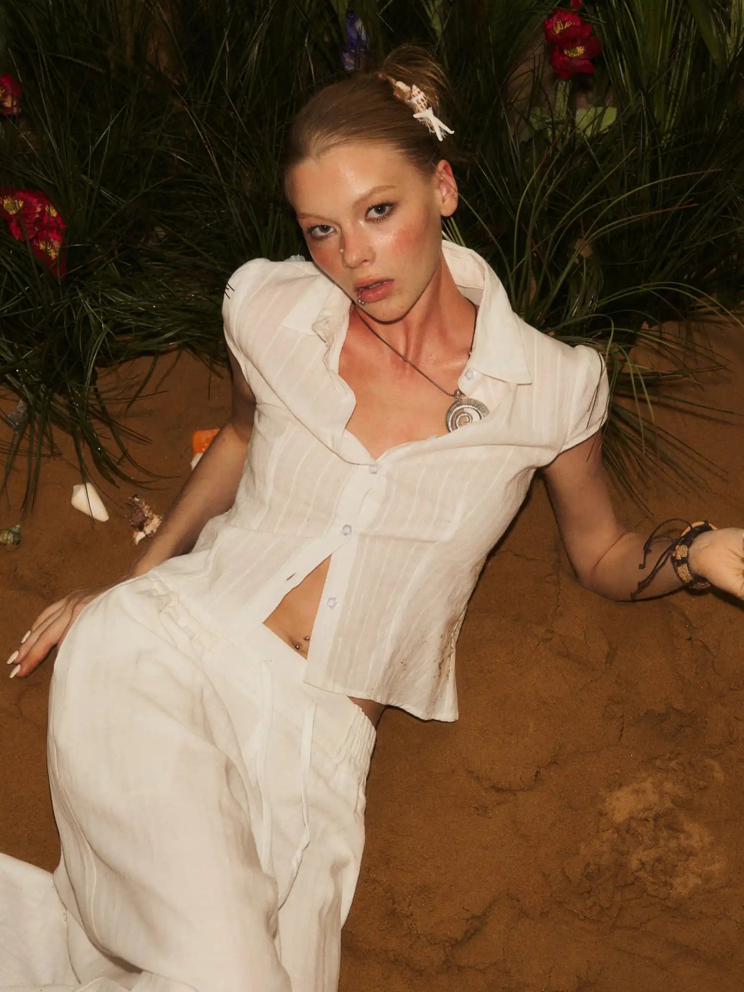 Deleteex Fitted Pinstripe White Shirt | Canton Collective