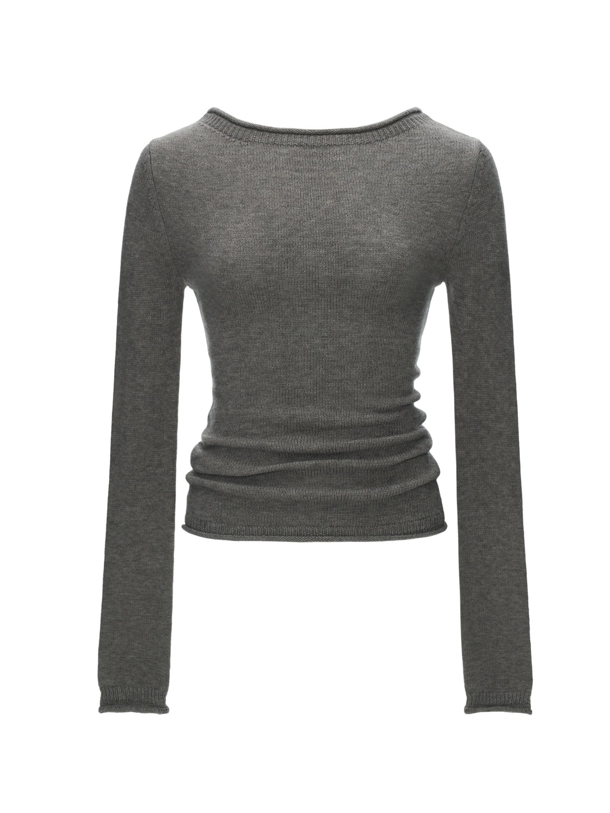 MAMC Fitted Rolled Hem Light Knit Sweater | Canton Collective
