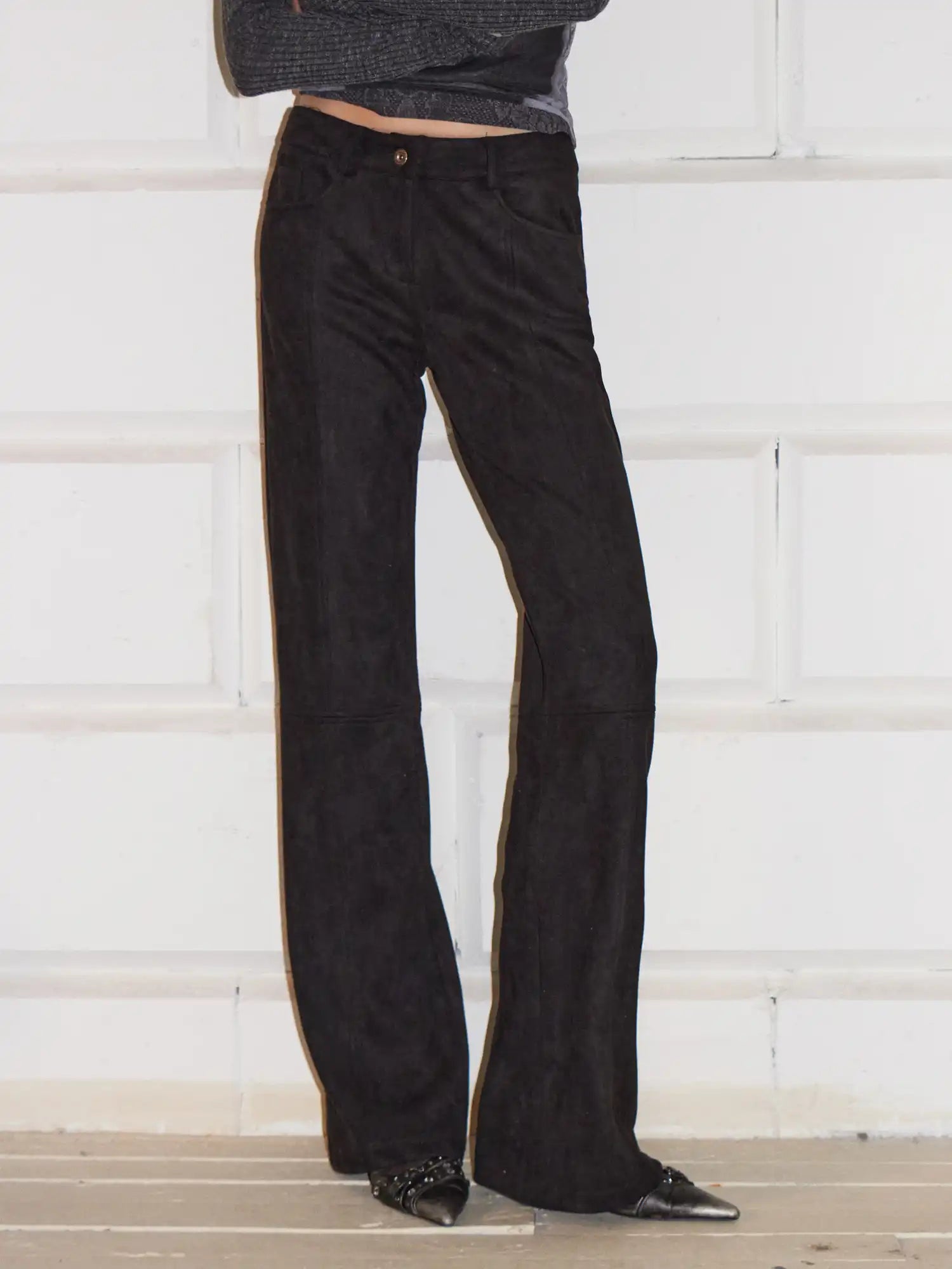 2th Desire Flared Distressed Leather Pants | Canton Collective