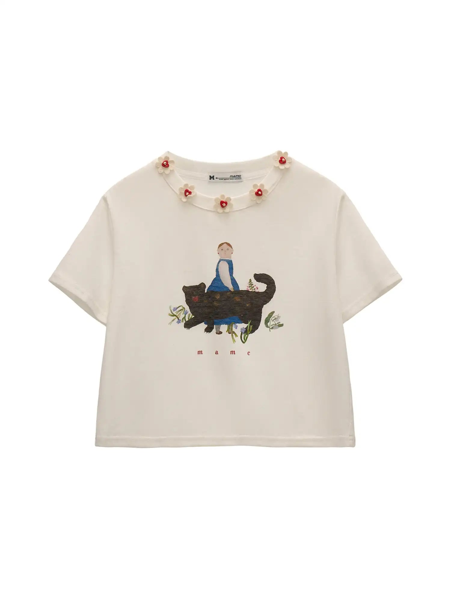 MAMC Floral Buttons Collar Cropped Tee | Canton Collective