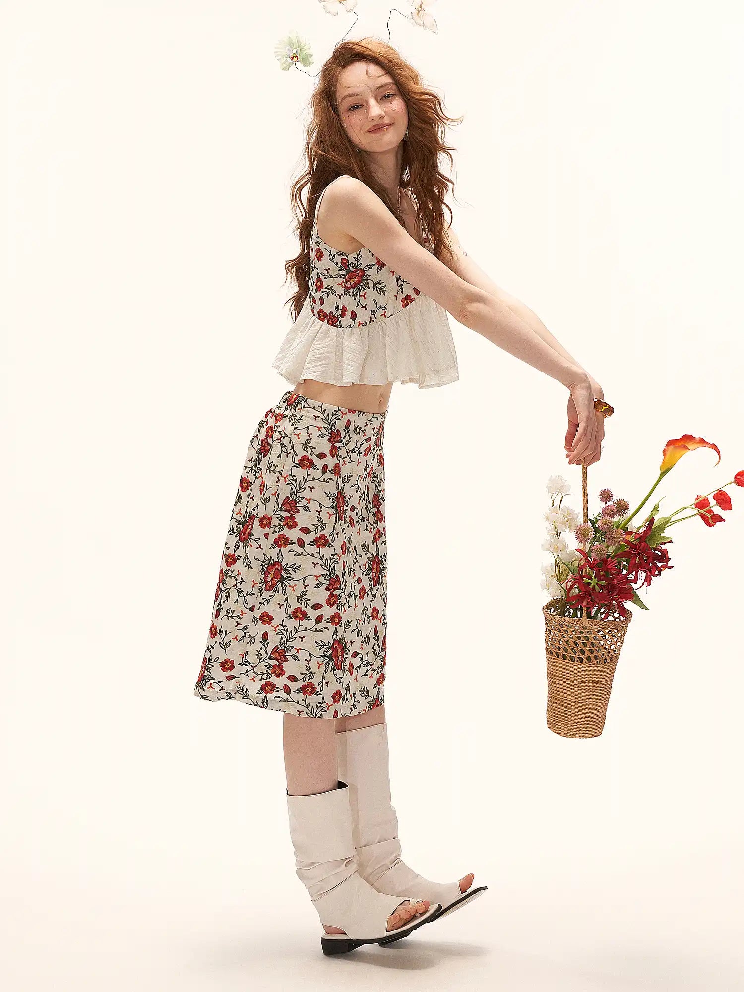 MAMC Floral Embroidered Flyaway Ruffle Babydoll Top | Canton Collective