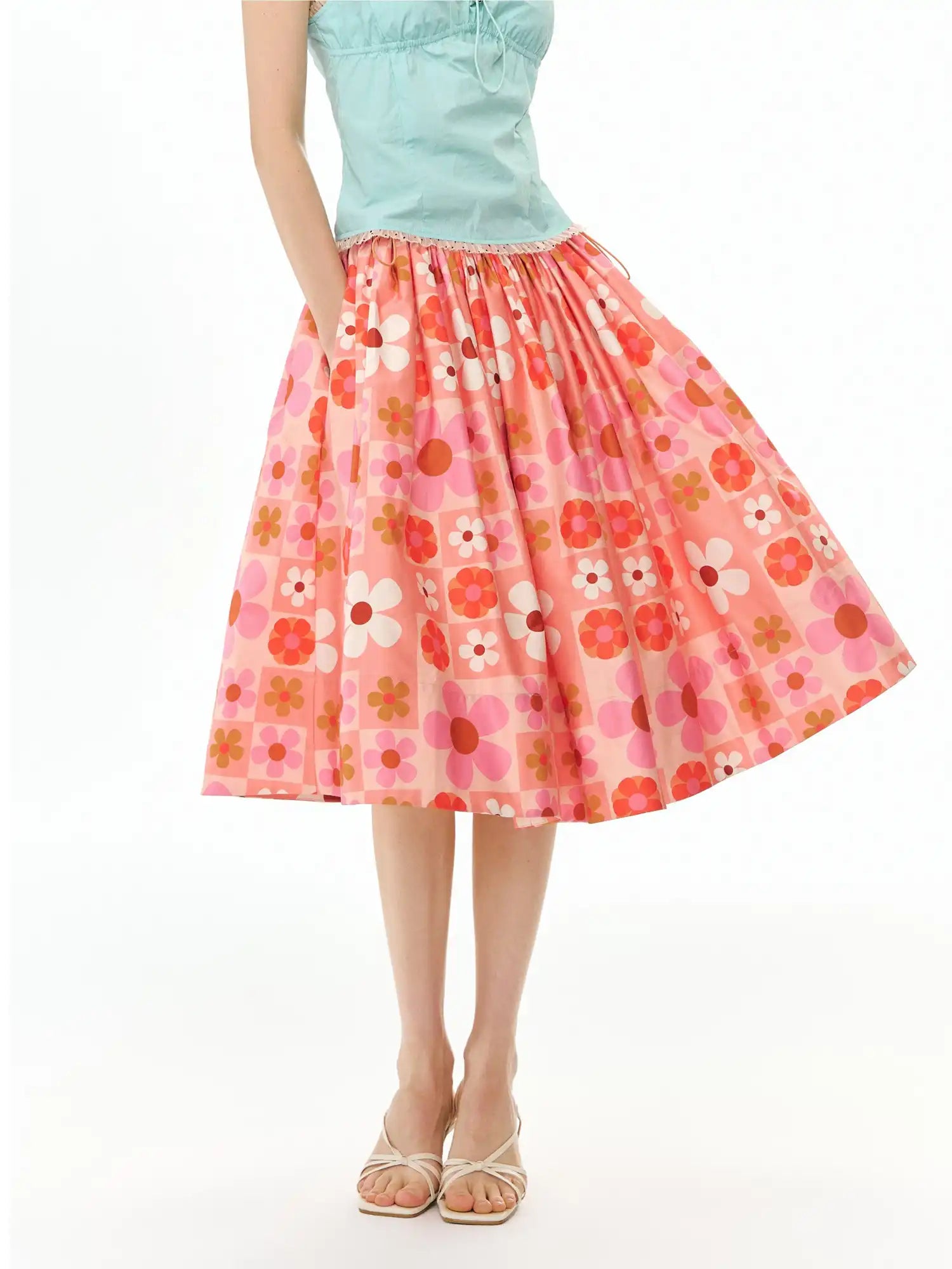 Deleteex Floral Print Full Swing Midi Skirt | Canton Collective