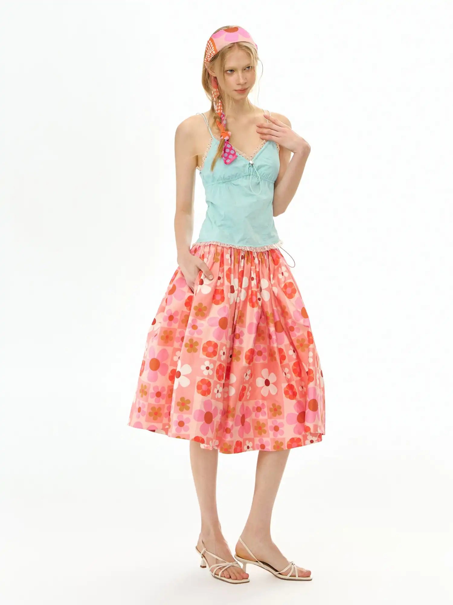 Deleteex Floral Print Full Swing Midi Skirt | Canton Collective