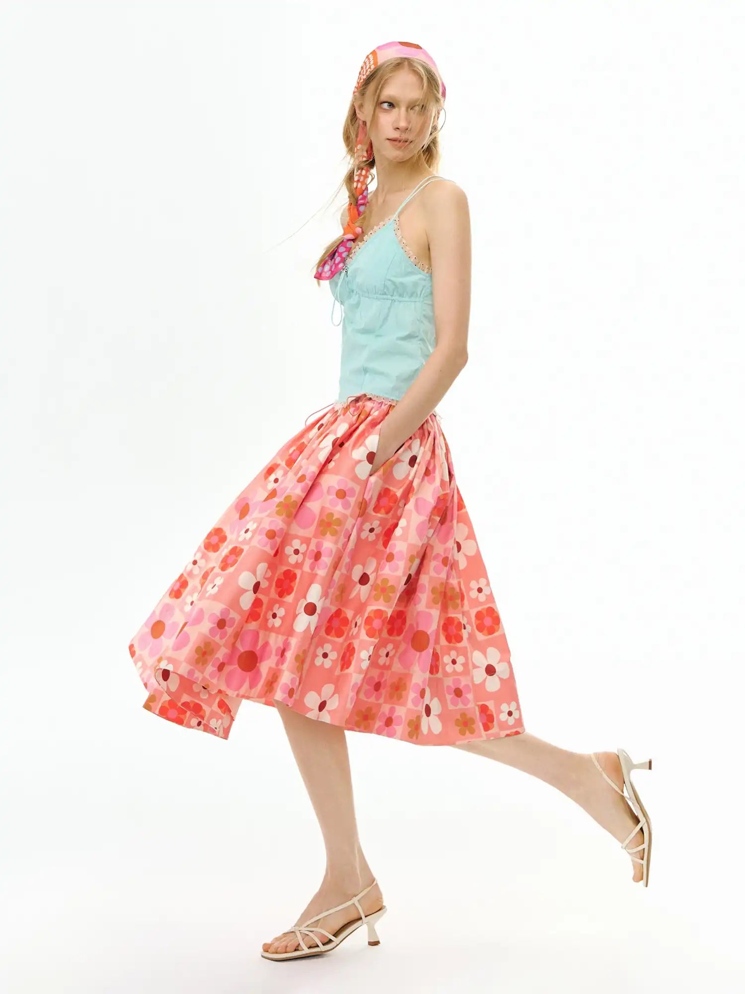 Deleteex Floral Print Full Swing Midi Skirt | Canton Collective