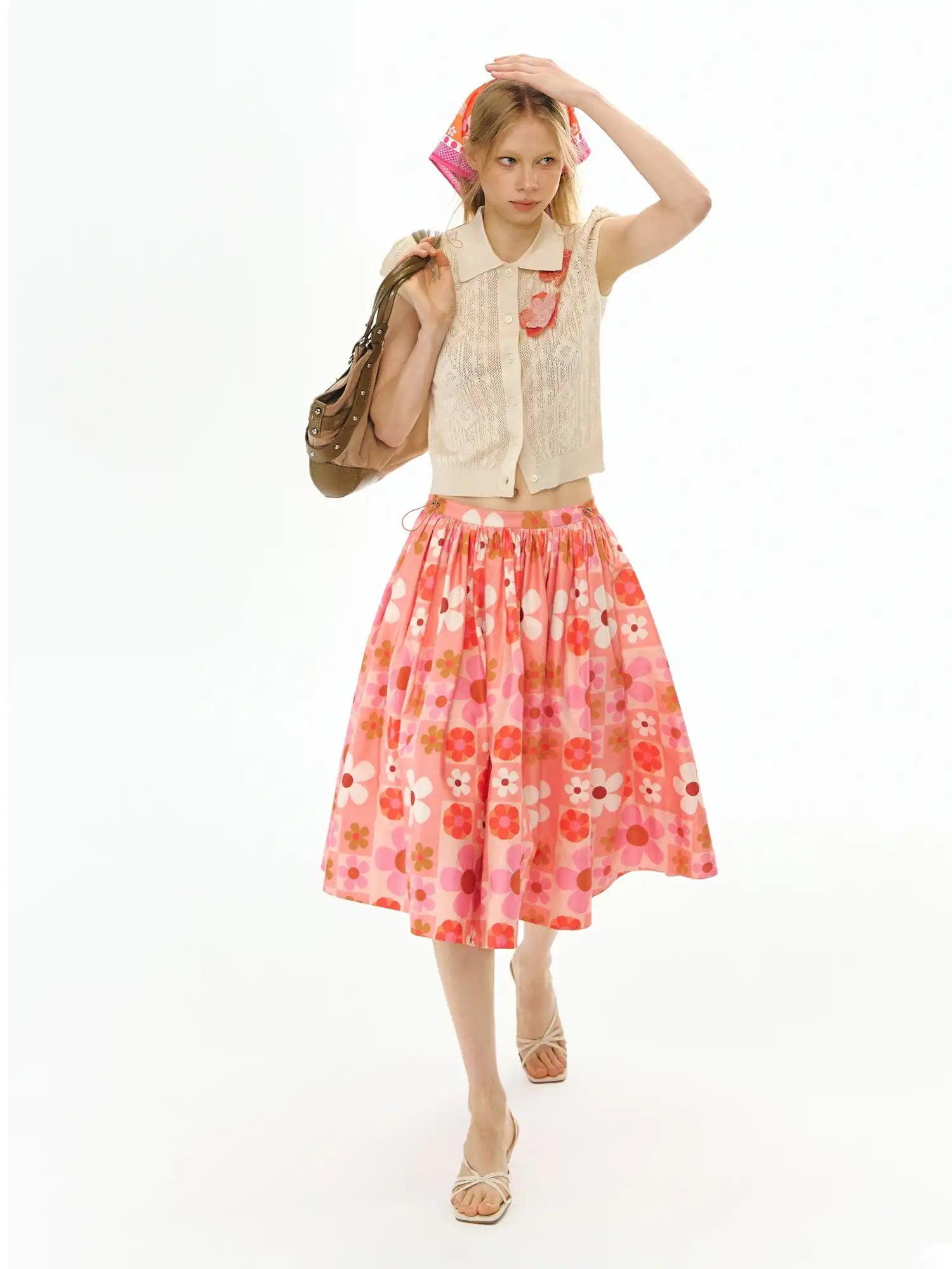 Deleteex Floral Print Full Swing Midi Skirt | Canton Collective