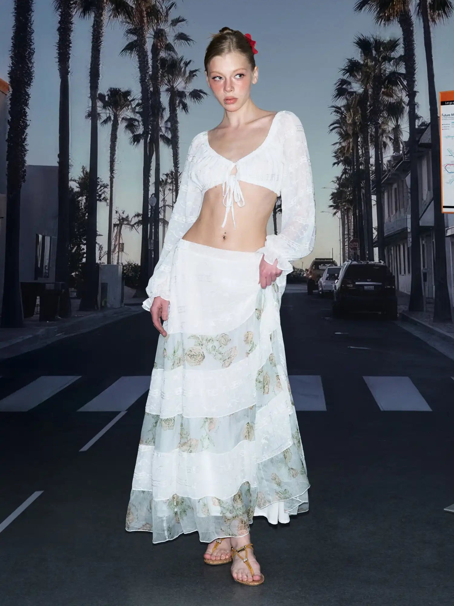 Deleteex Floral Print Low Rise Maxi Skirt | Canton Collective