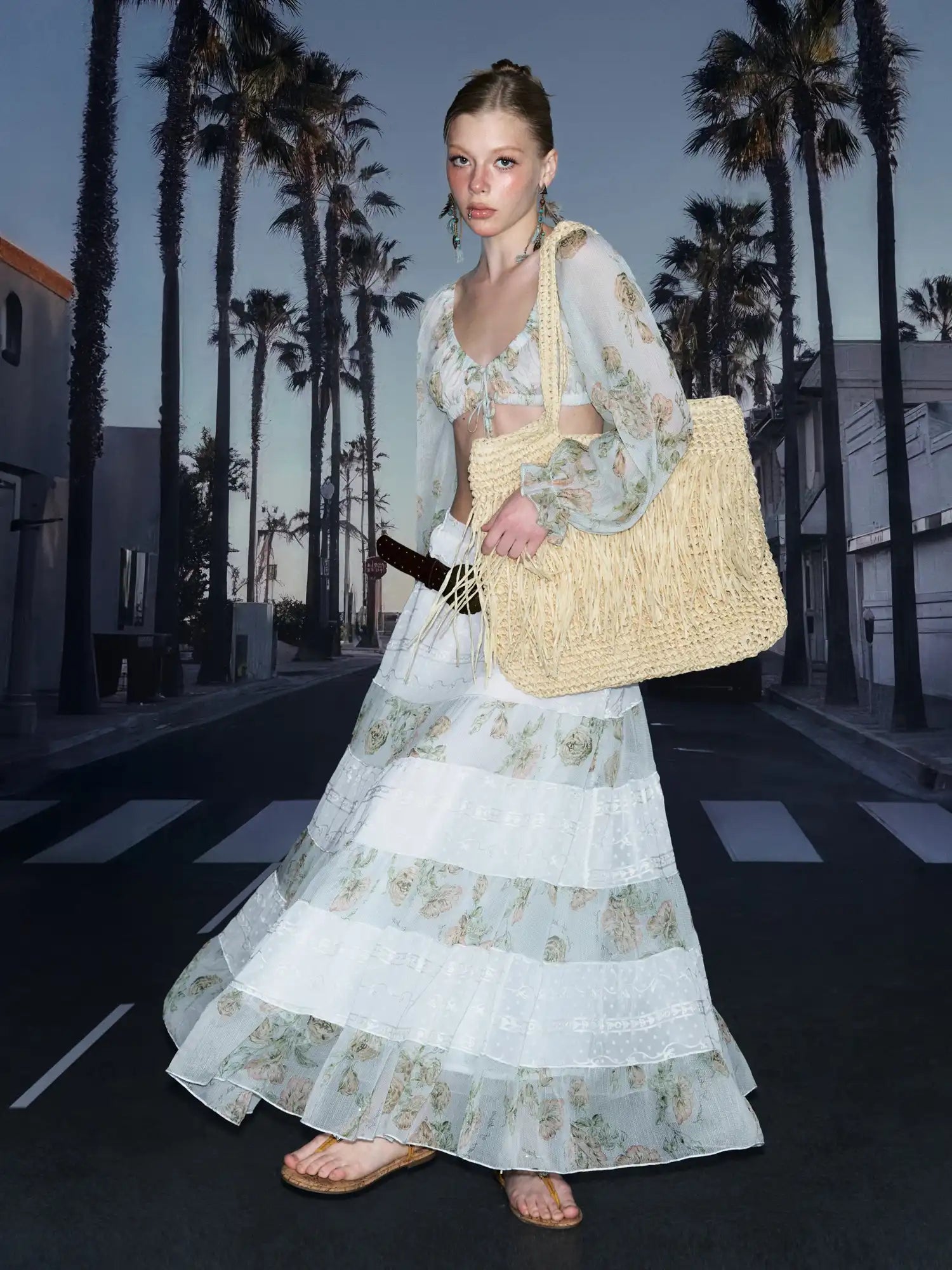 Deleteex Floral Print Low Rise Maxi Skirt | Canton Collective