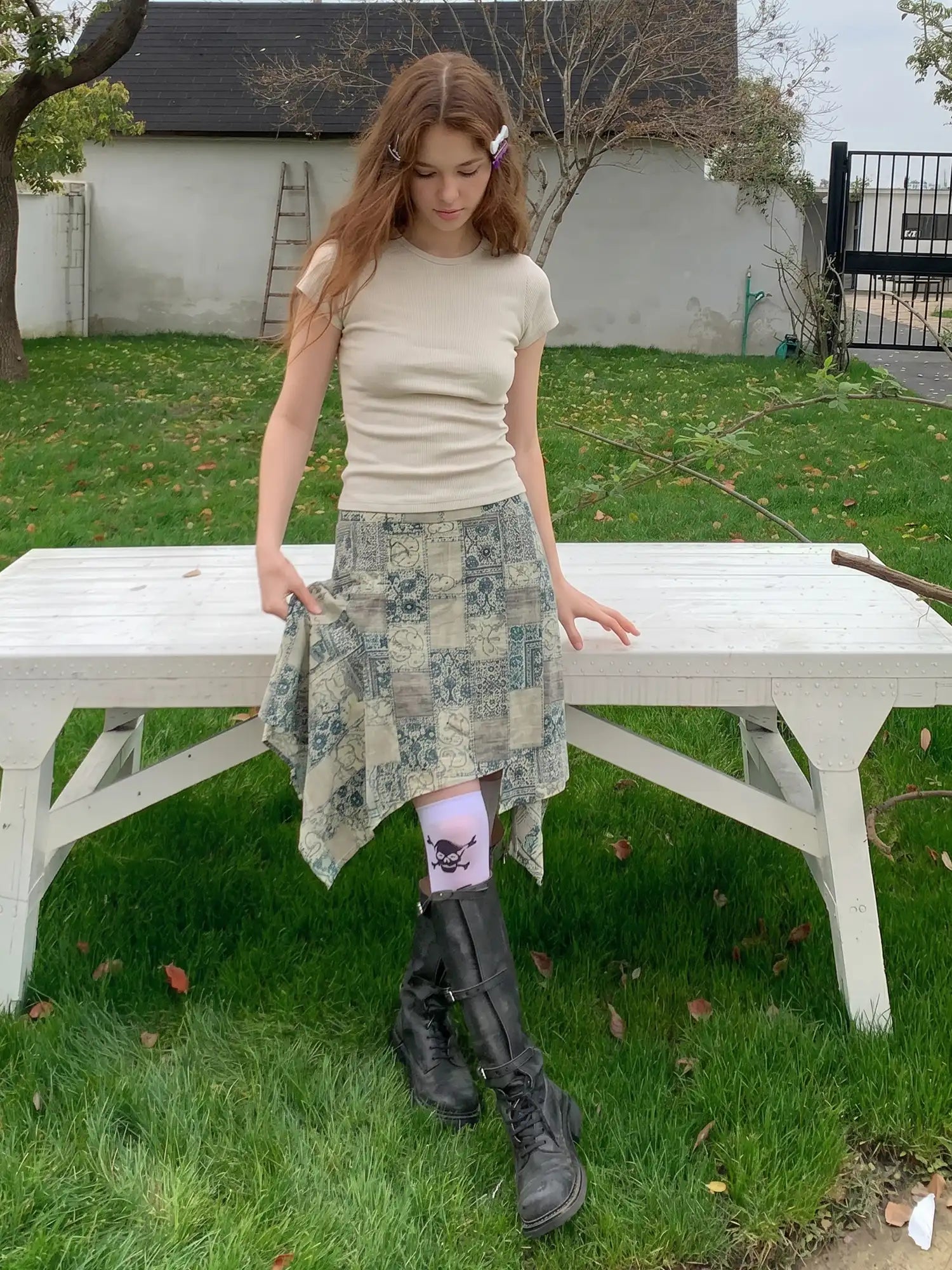 CantonCollective Design Floral Wrap Skirt with Handkerchief Hem | Canton Collective