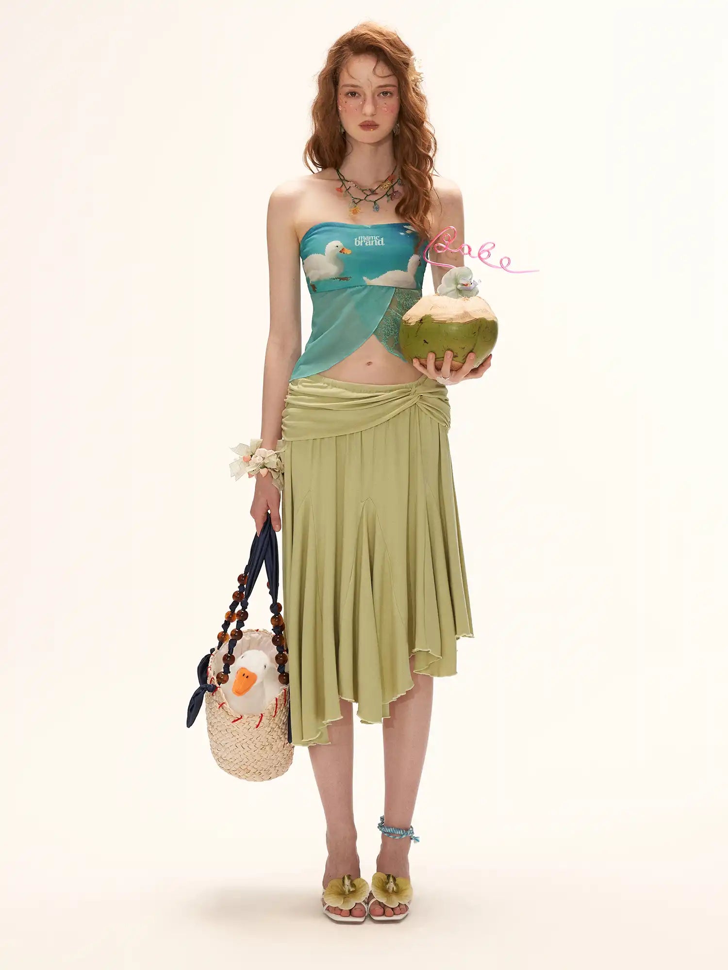 MAMC Flyaway Lace-Trim Blue Tube Top | Canton Collective