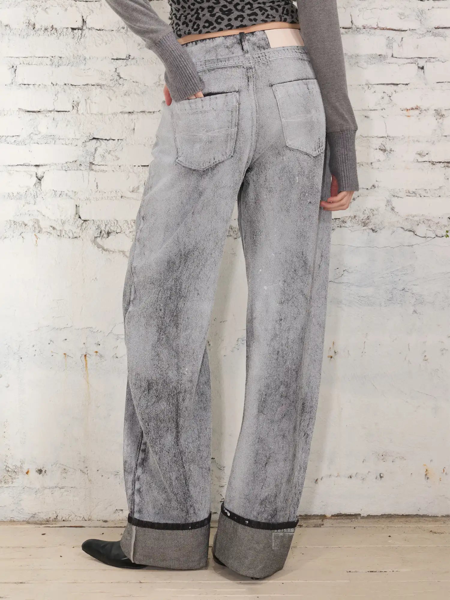 2th Desire Folded-Hem Printed Hand-Washed Jeans | Canton Collective