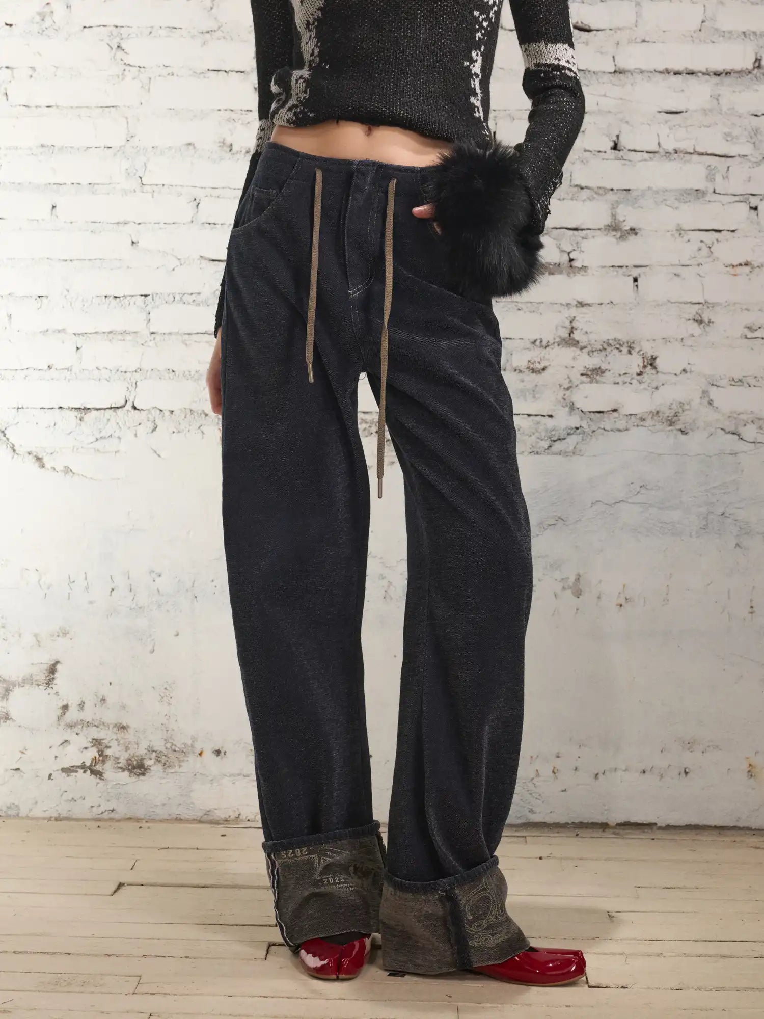 2th Desire Folded-Hem Printed Hand-Washed Jeans | Canton Collective