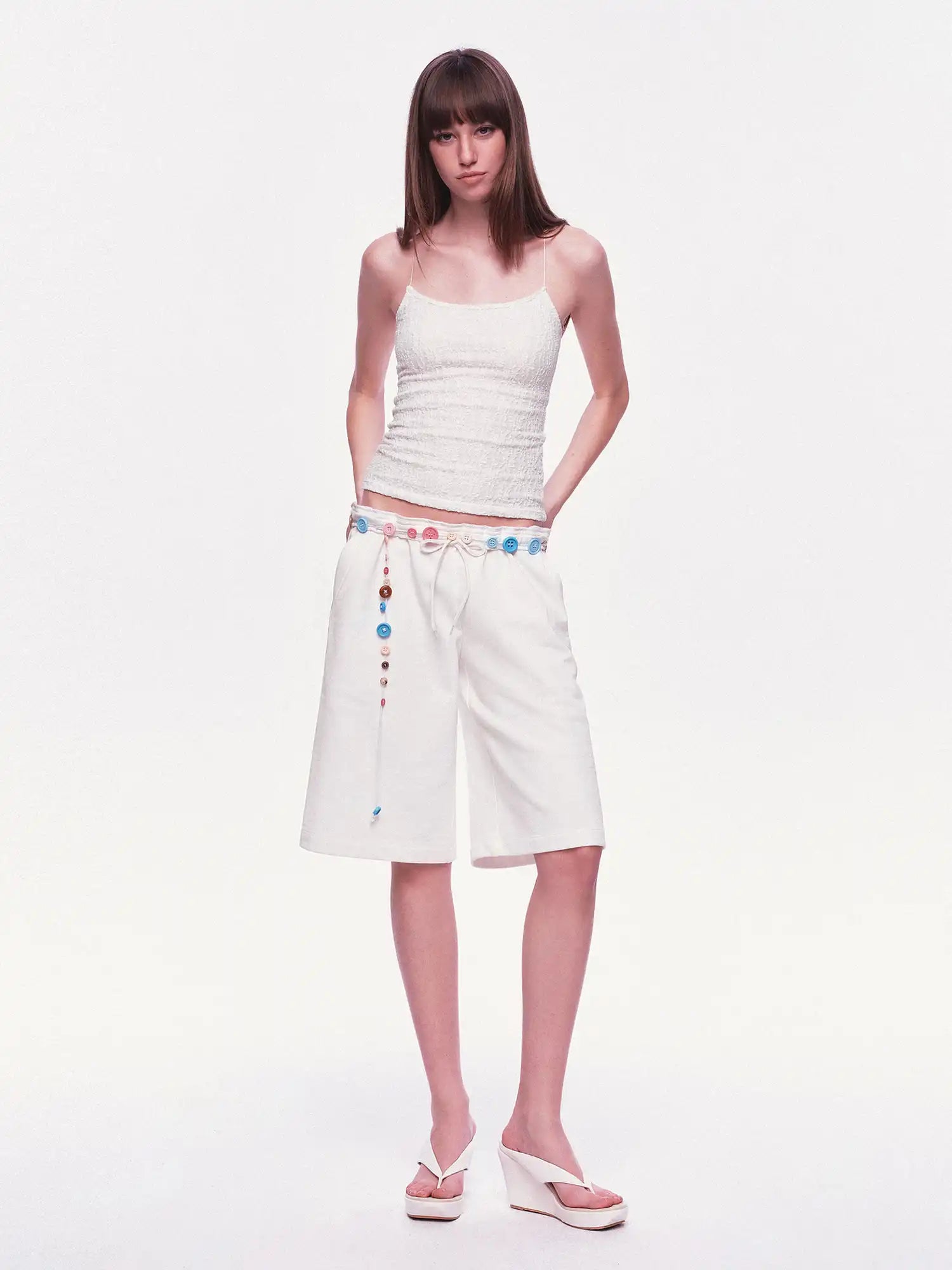 Ayo Foldover Waist French Terry Bermuda Shorts | Canton Collective