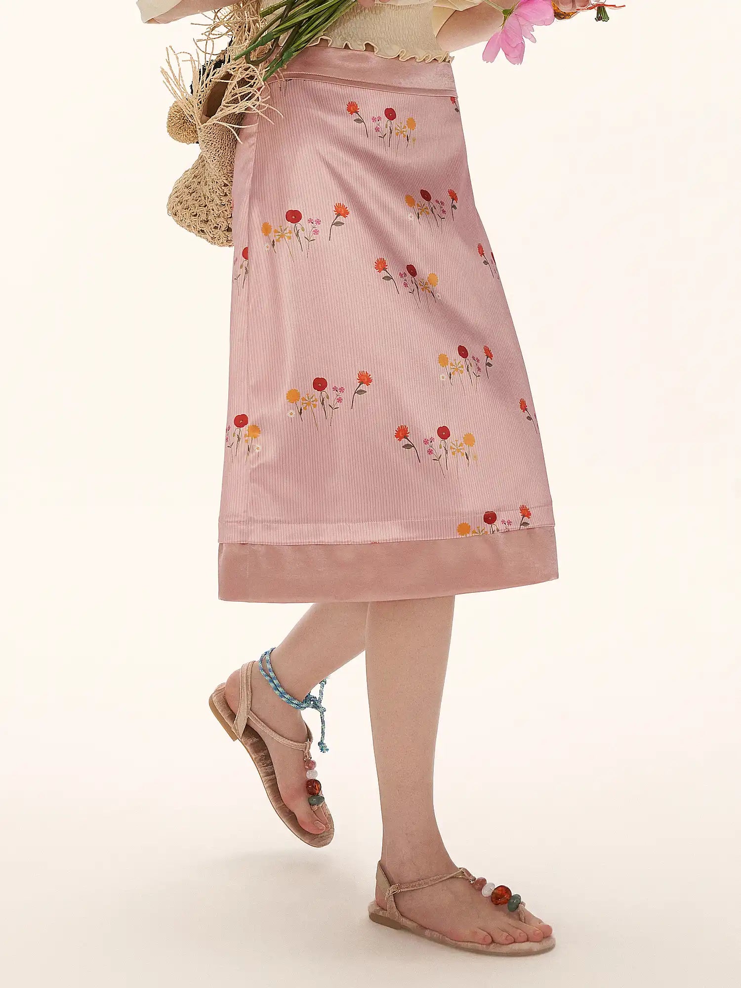 MAMC French Floral Silky Satin Midi Skirt | Canton Collective