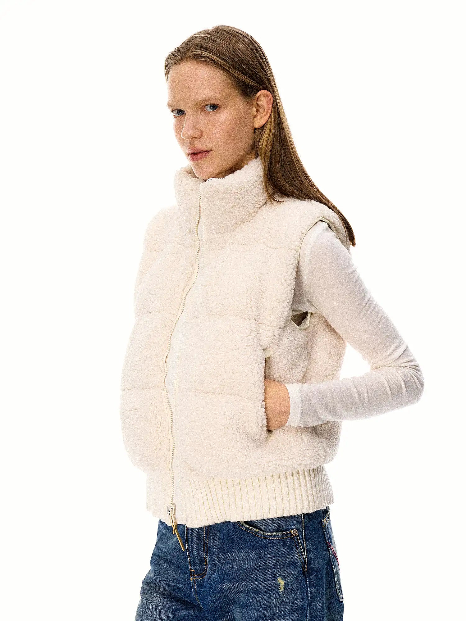 FirstFloor Fur Collar Reversible Cotton-Padded Vest | Canton Collective