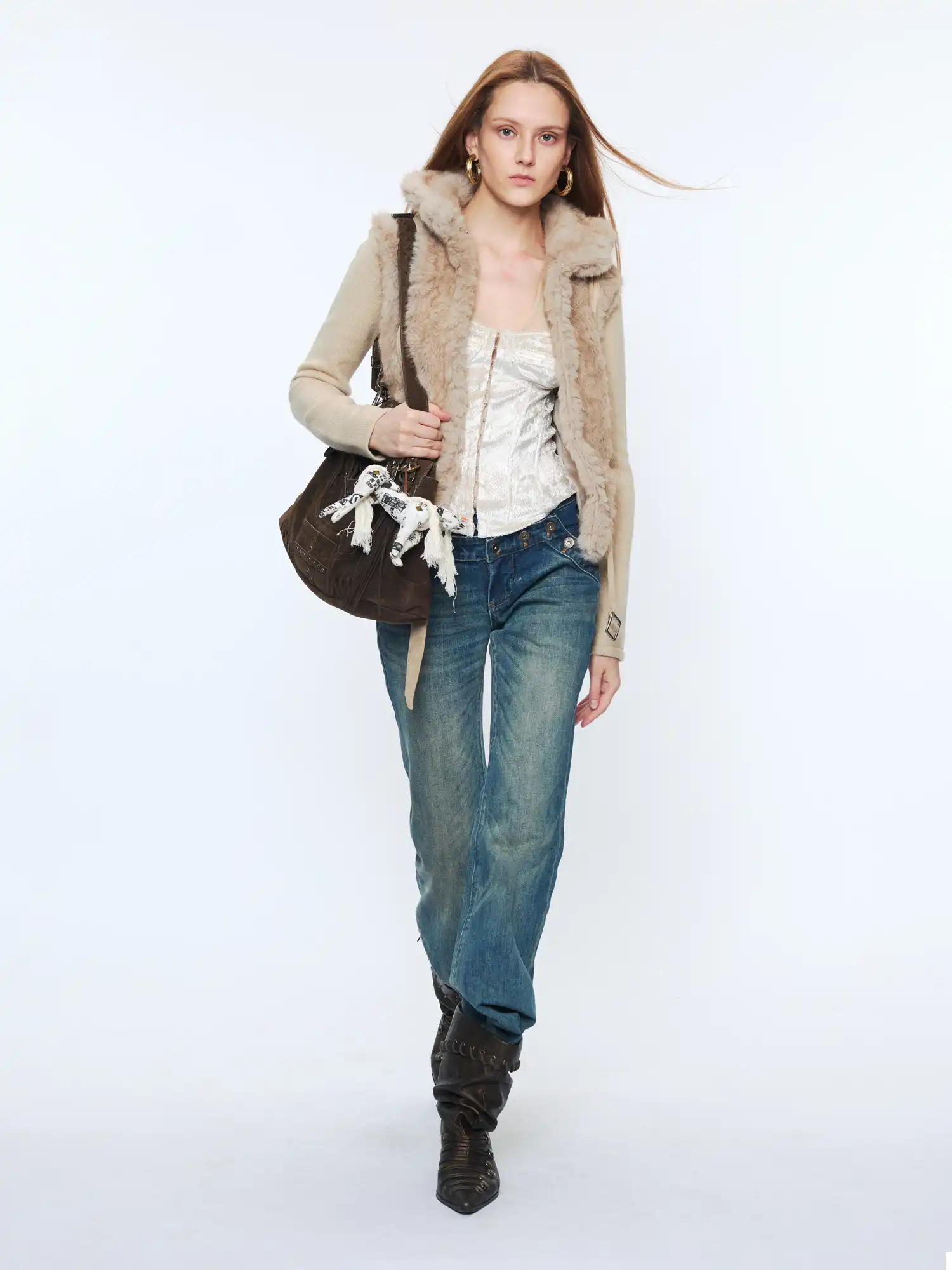 2th Desire Fur Front Knit Back Sweater Jacket | Canton Collective