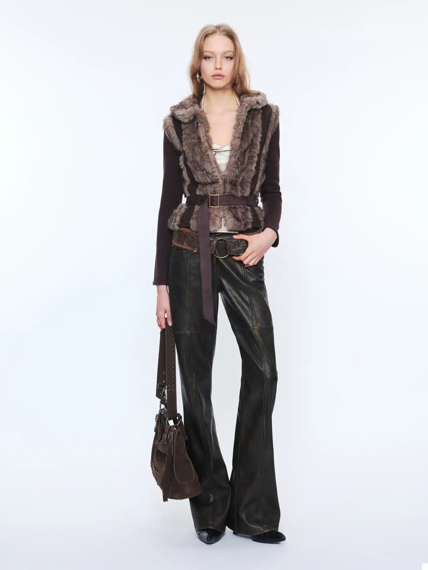 2th Desire Fur Front Knit Back Sweater Jacket | Canton Collective